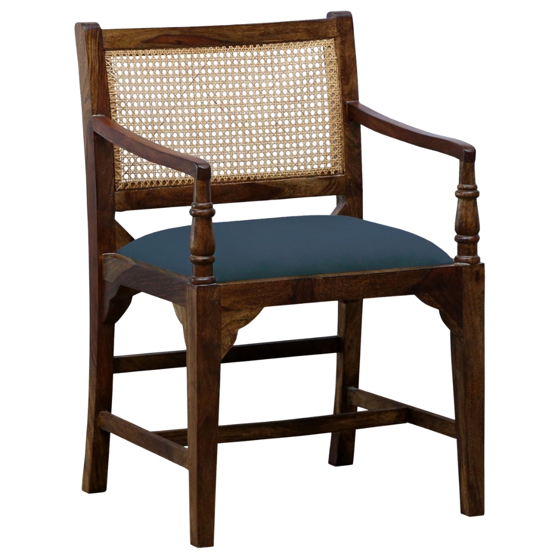Provincial Cane & Suede Blue Accent Chair
