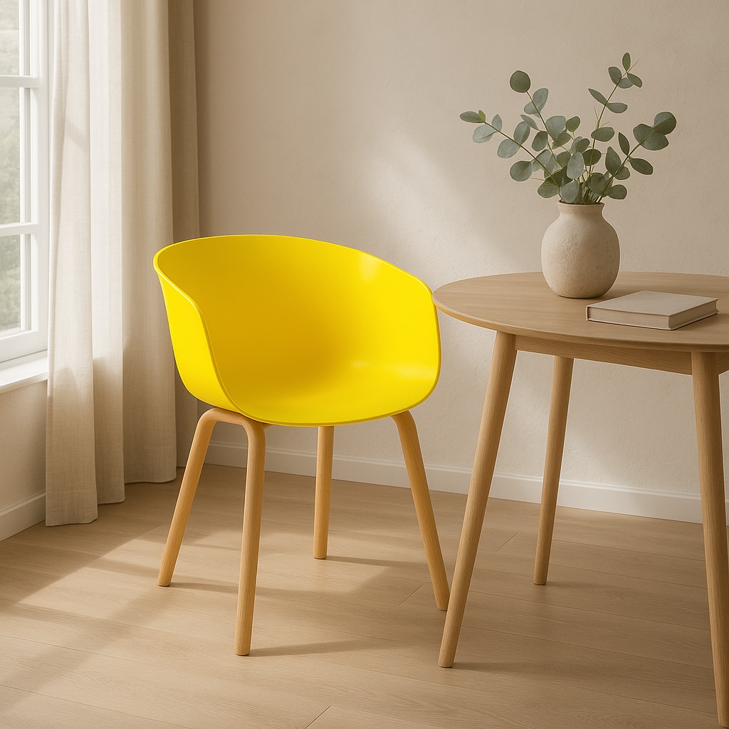 Kepler Brooks Modena Cafeteria Dining Chair in Yellow Colour - Kepler Brooks