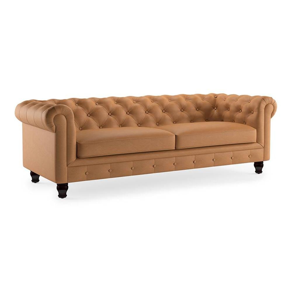 Winchester 3 Seater Half Leather Sofa in Mustard Colour
