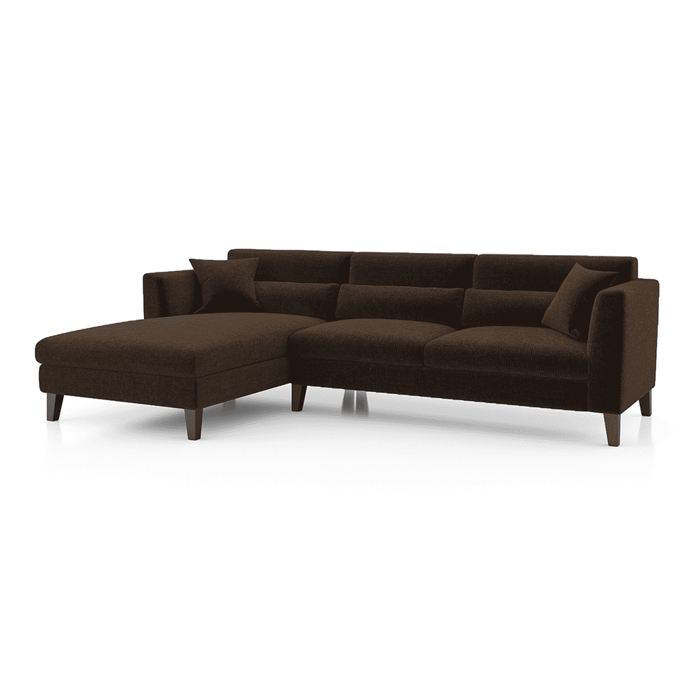 Lewis Sectional Sofa (Colour : Dark Earth, Cushion : Hard, Seater : Left Aligned 3 Seater + Left Aligned Chaise)
