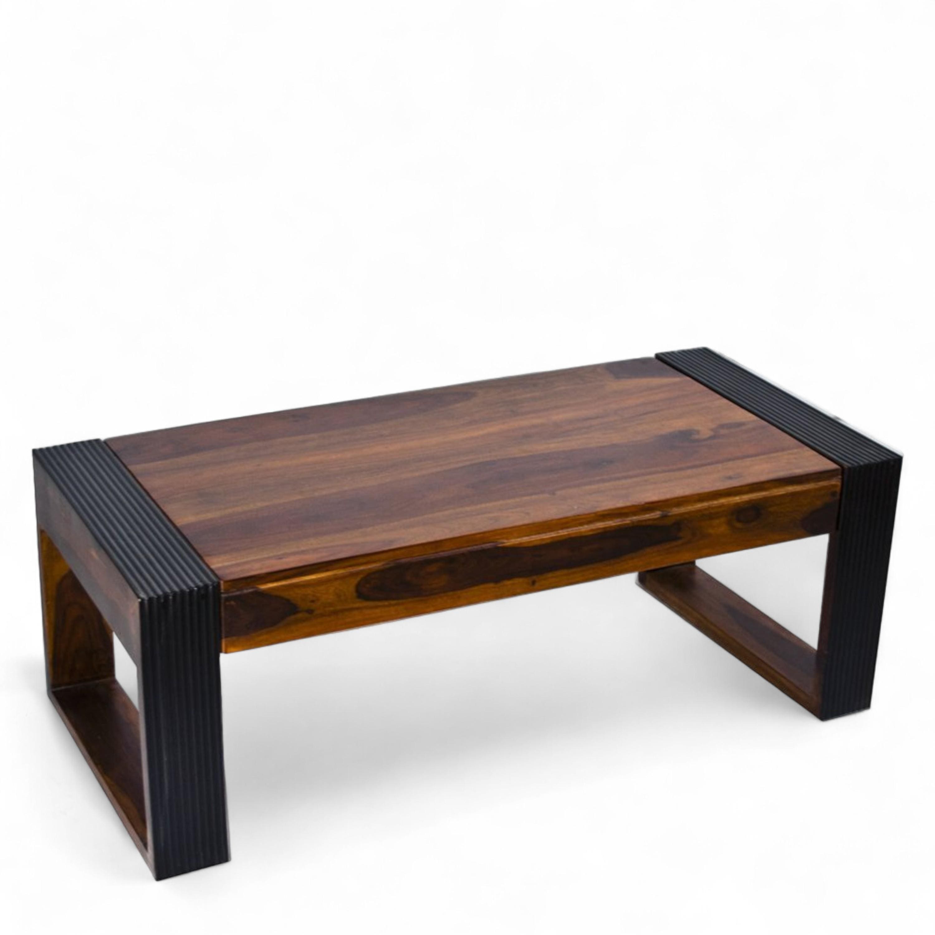 Hudson Sheesham Wood Contemporary Rectangle Coffee Table In Provincial Teak Finish
