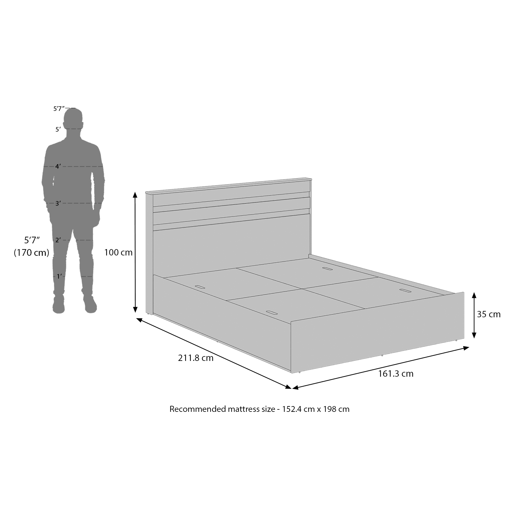 Rodrigues Queen Box Storage Bed in Rolex Brown Finish