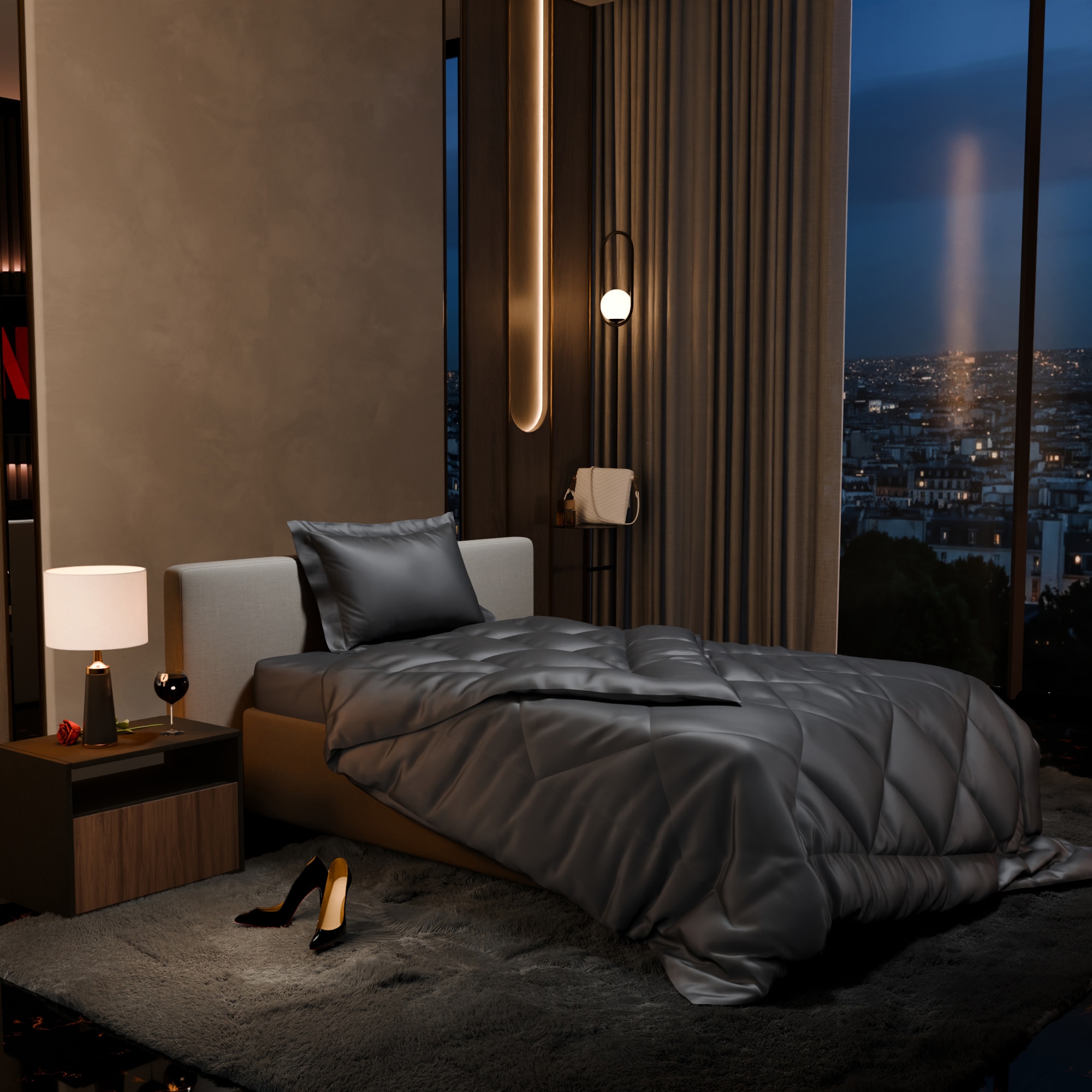 Stoa Paris Comforter for Single Bed, 300TC Satin Comforters in Twilight Embrace - Stoa Paris