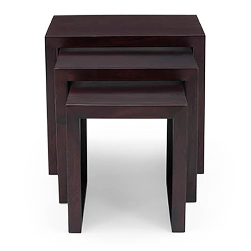 Hamilton Solid Wood Side Table Set of 3 in Mahogany Finish