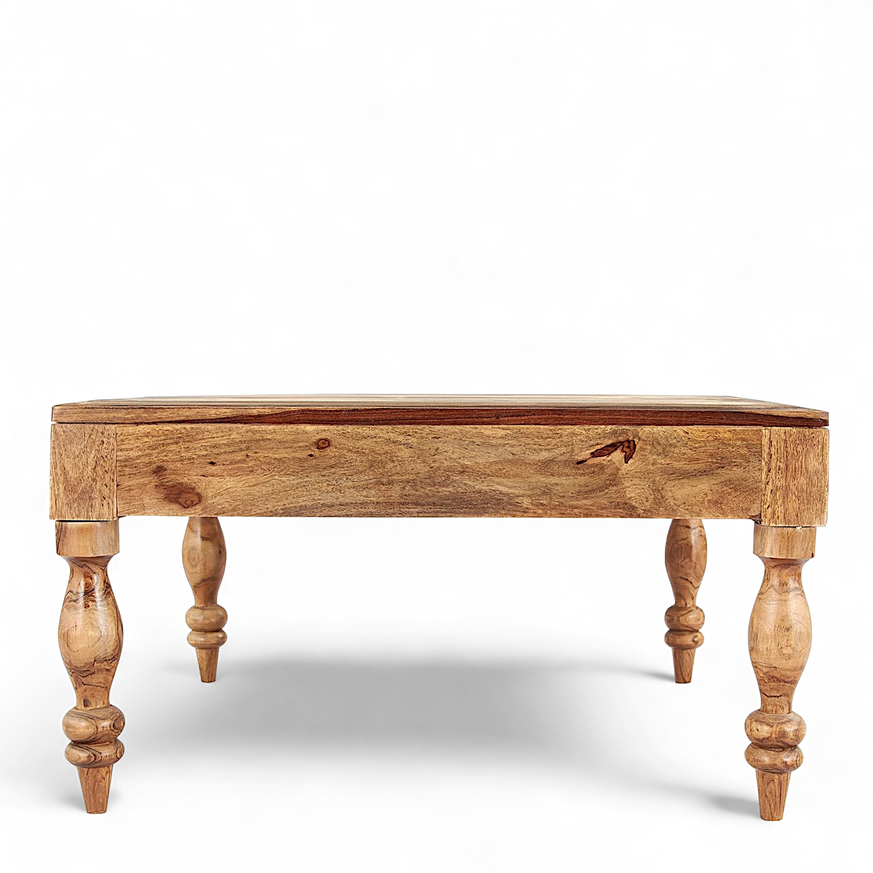 Sydney Sheesham Wood Contemporary Square Coffee Table In Natural Teak Finish
