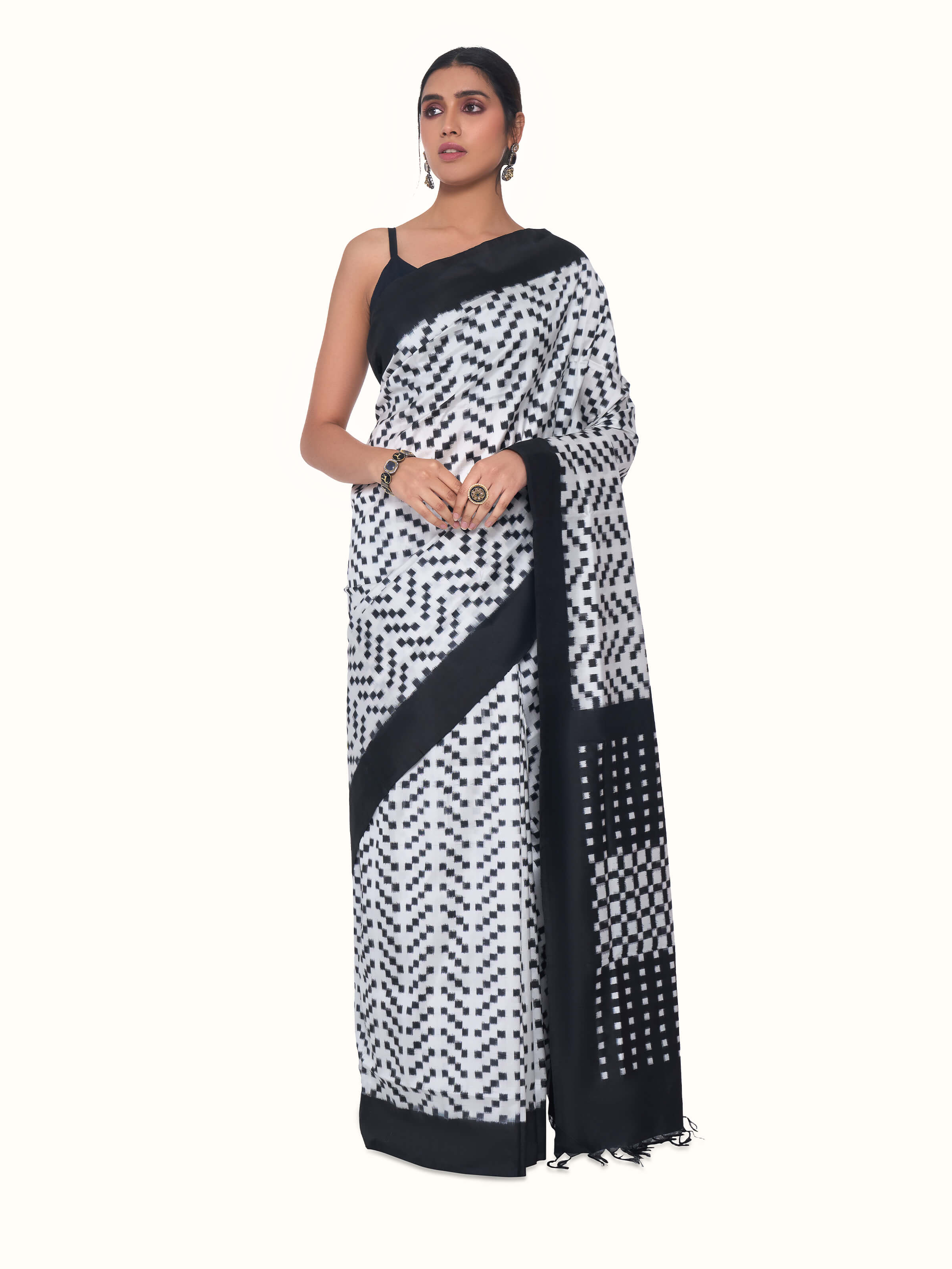 Black Silk Double Ikat Saree