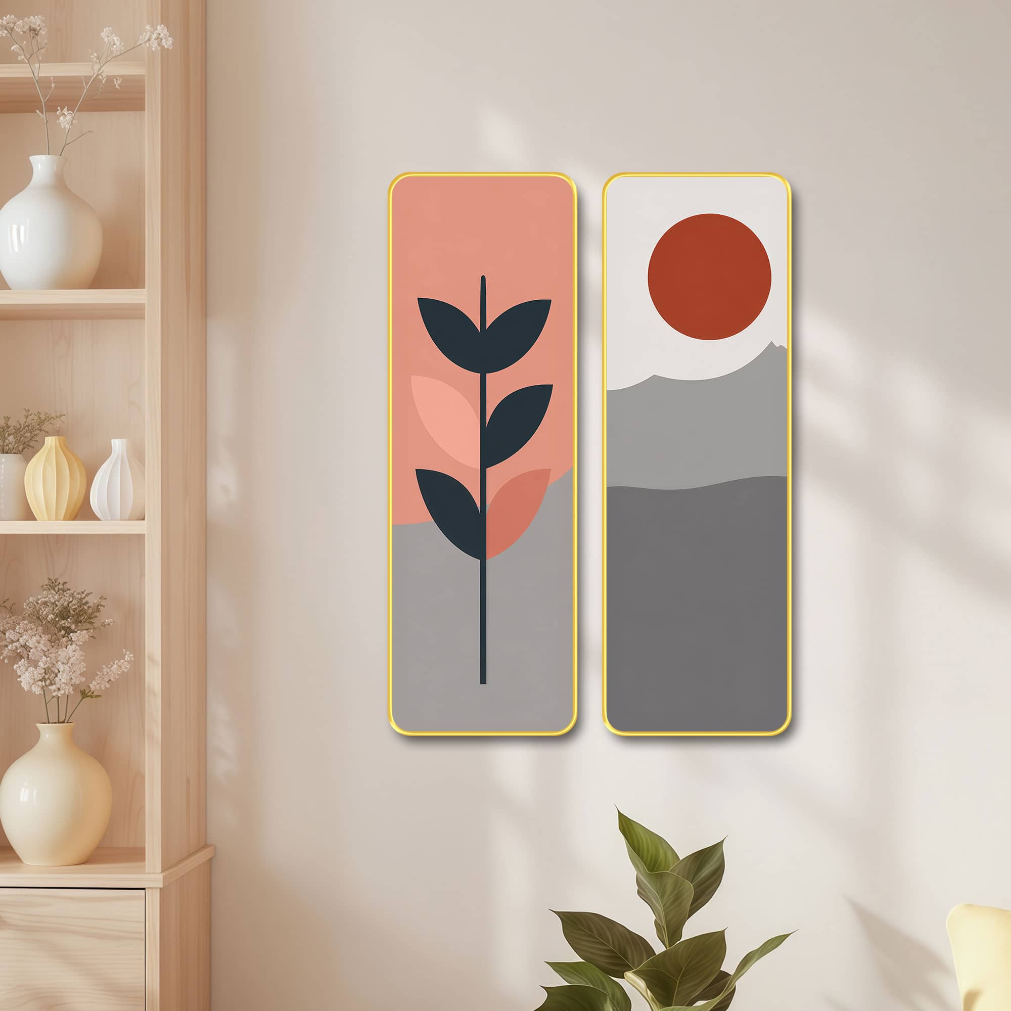The Castle Decor Modern Boho Botanical Home Wall Art Set of 2 19x27 Inch - The Castle Decor