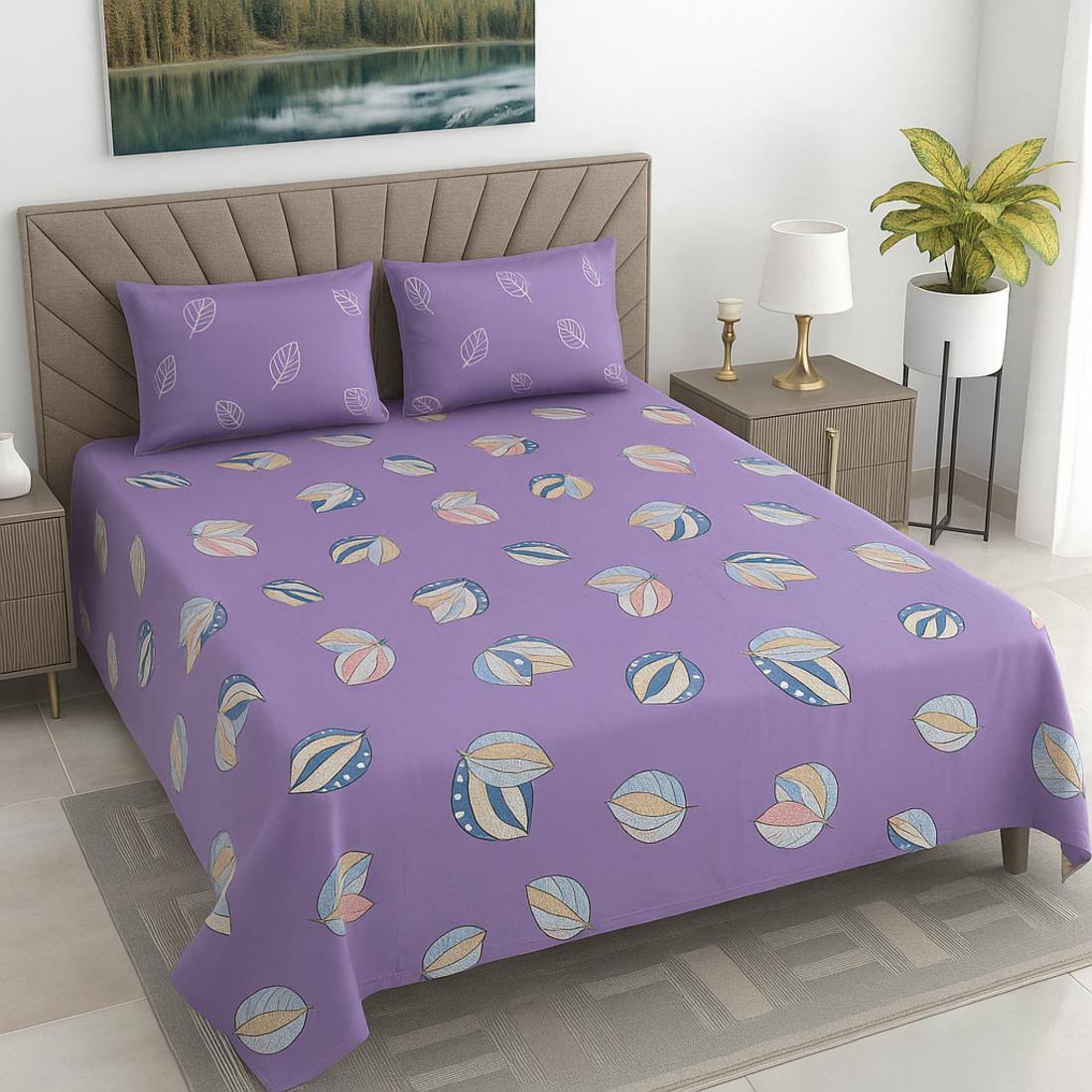 Threads Silky Touch Premium Super King Size Flat Bedsheet 275 x 275 cms