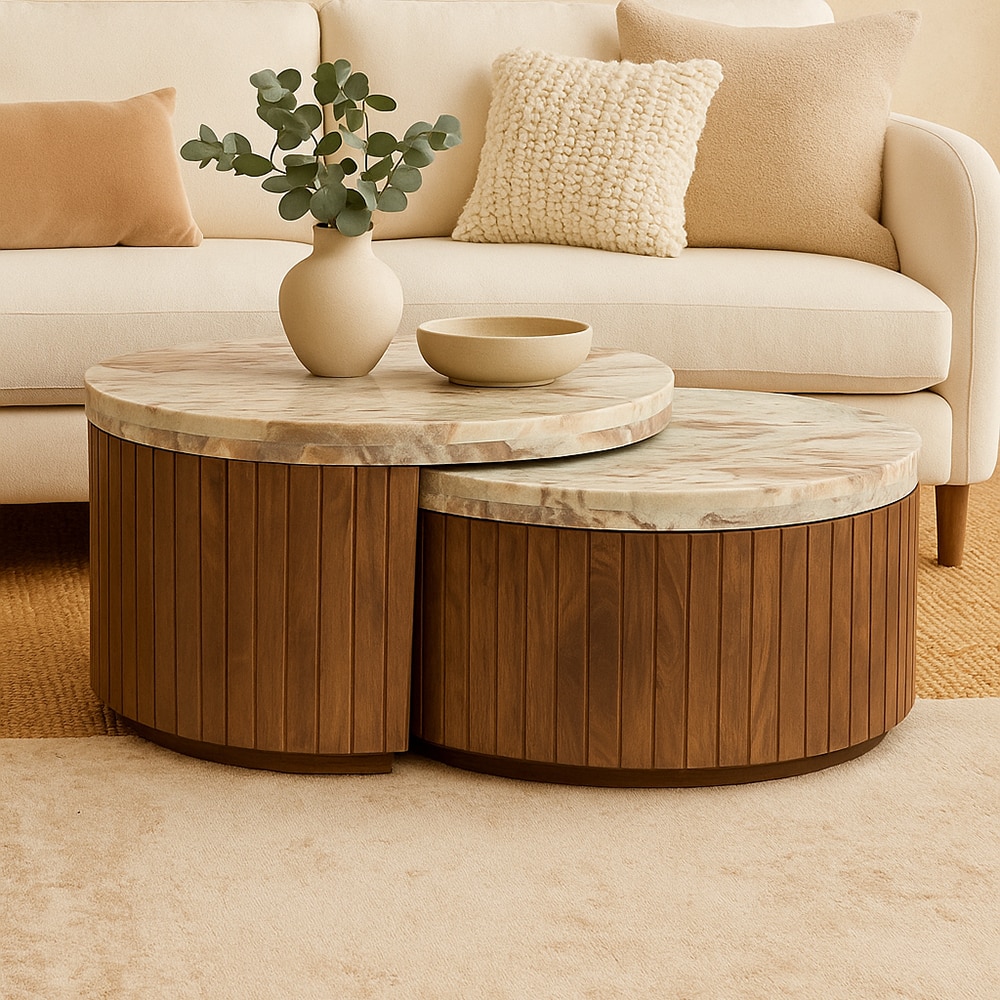 Sevyn Solid Wood Coffee Table In Dark Walnut Finish - Living Shape