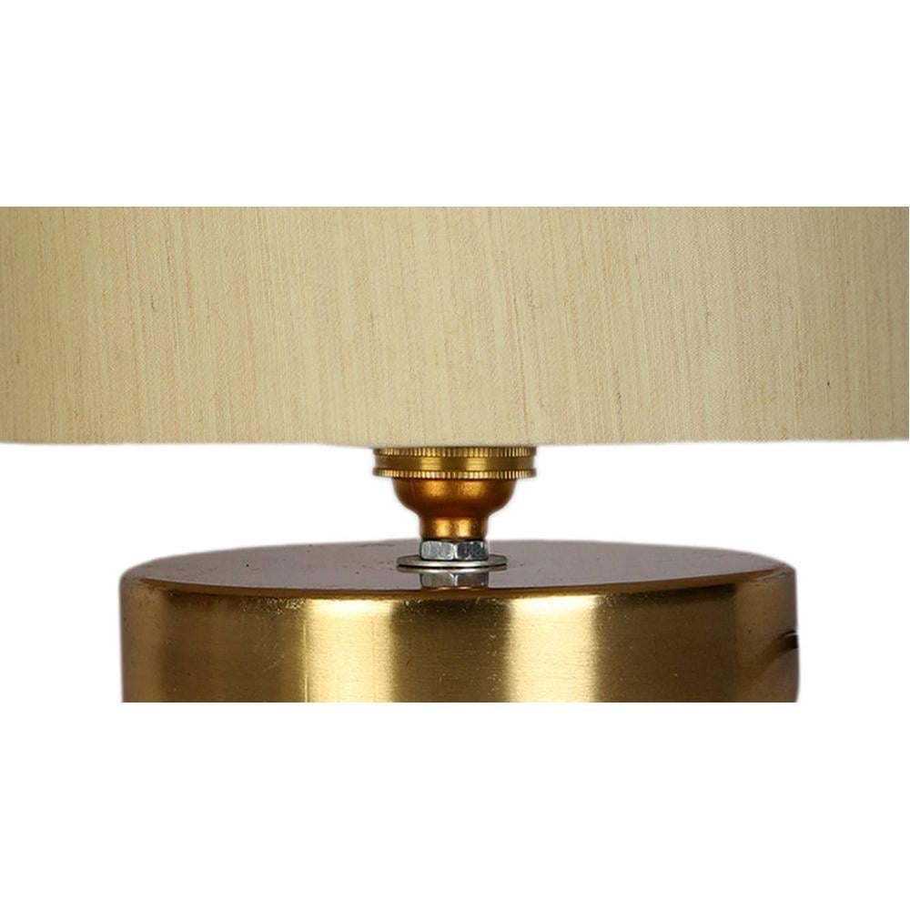 Louie off-white cotton table lamp with Gold wood base