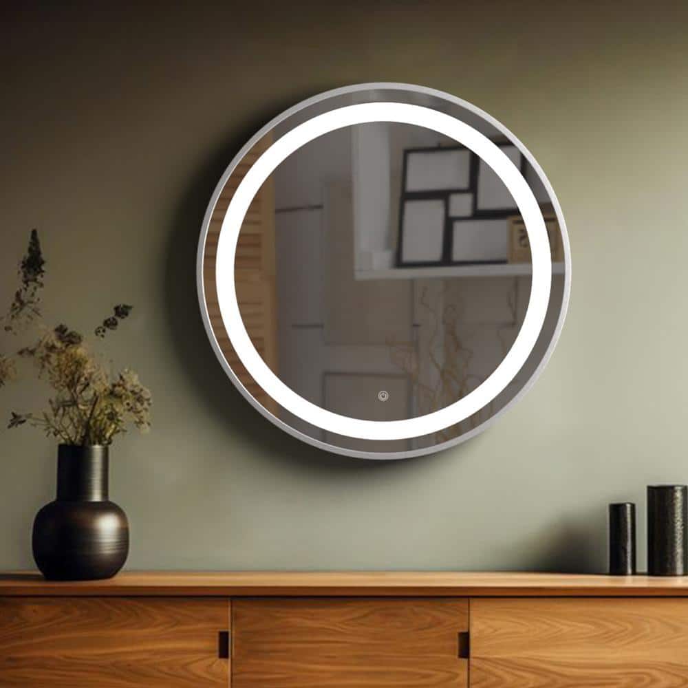 Aluminium LED Circle Decorative wall mirror by elegant arts and frames (Mirror size 800 mm)