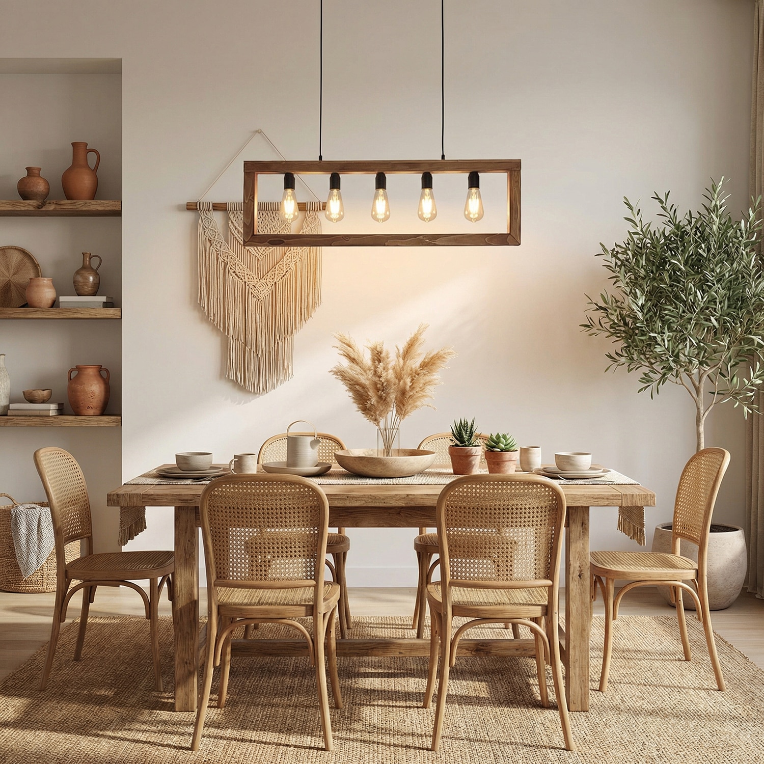 Abacus Brown Solid Wood Cluster Hanging Light - Symplify