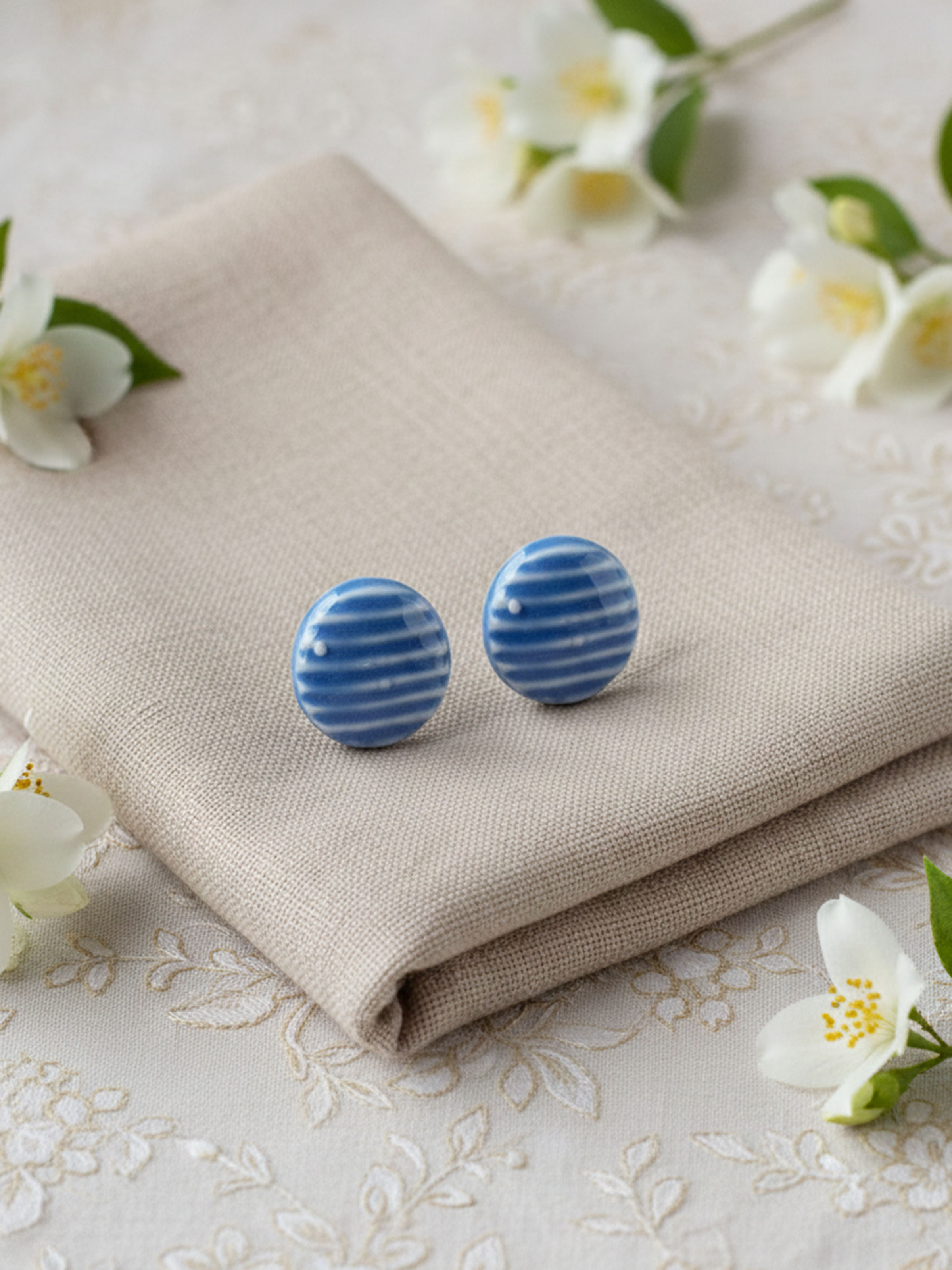 Lifestyle view of Ceramic stud earrings