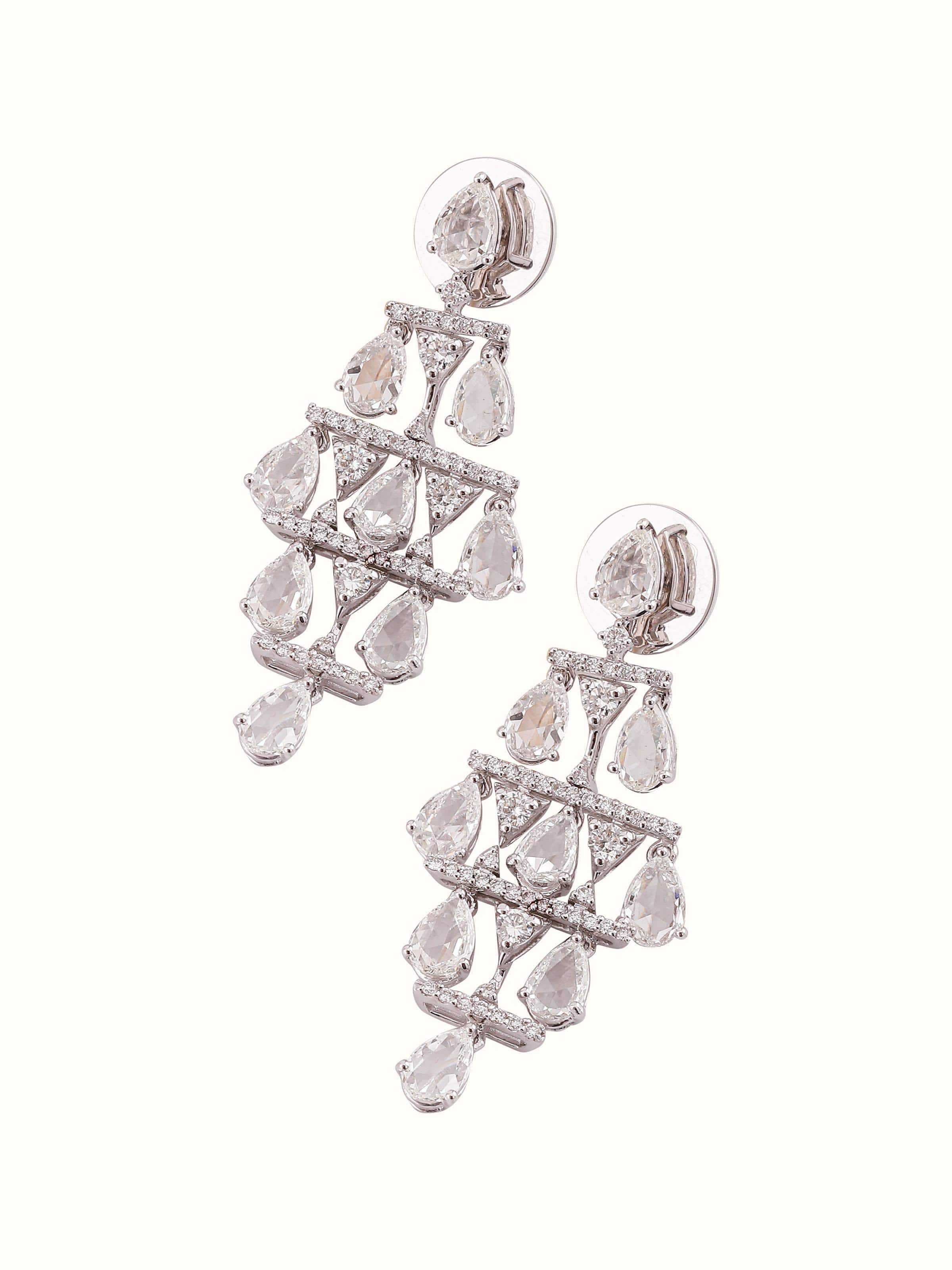 Rose Cut 18 Karat Gold Drop Earrings