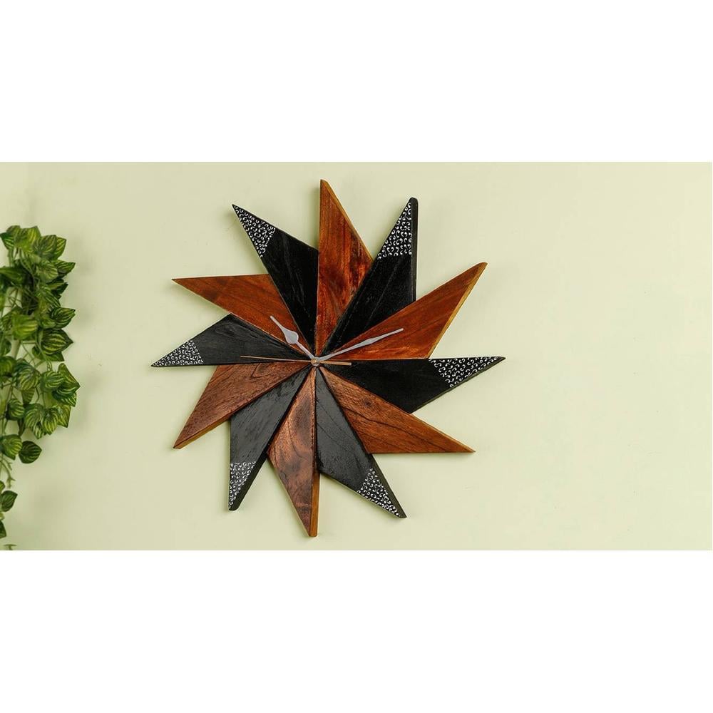 Liam Brown & Black Solid Wood Wall Clock