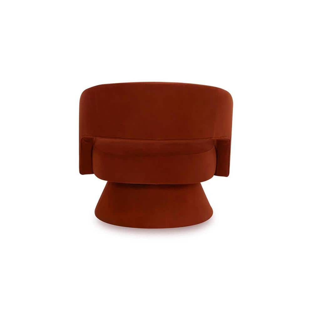 Aracell Swivel Solid Wood Round Chair in Orange Colour