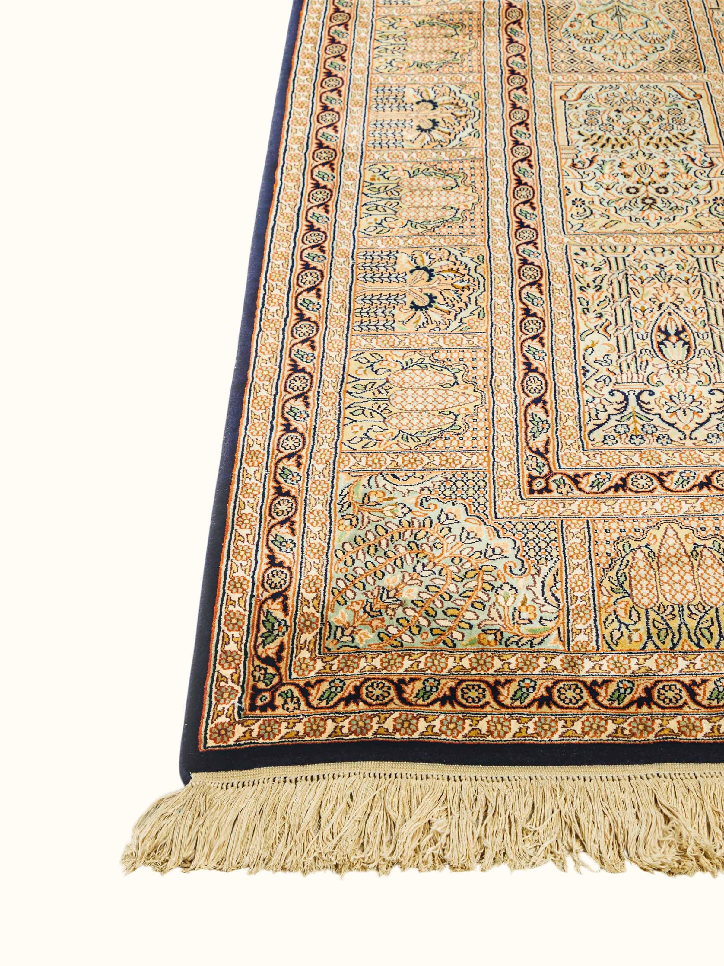 Traditional Persian Multi Bakhtiari Panel Kashmir Silk Hand-Knotted Carpet