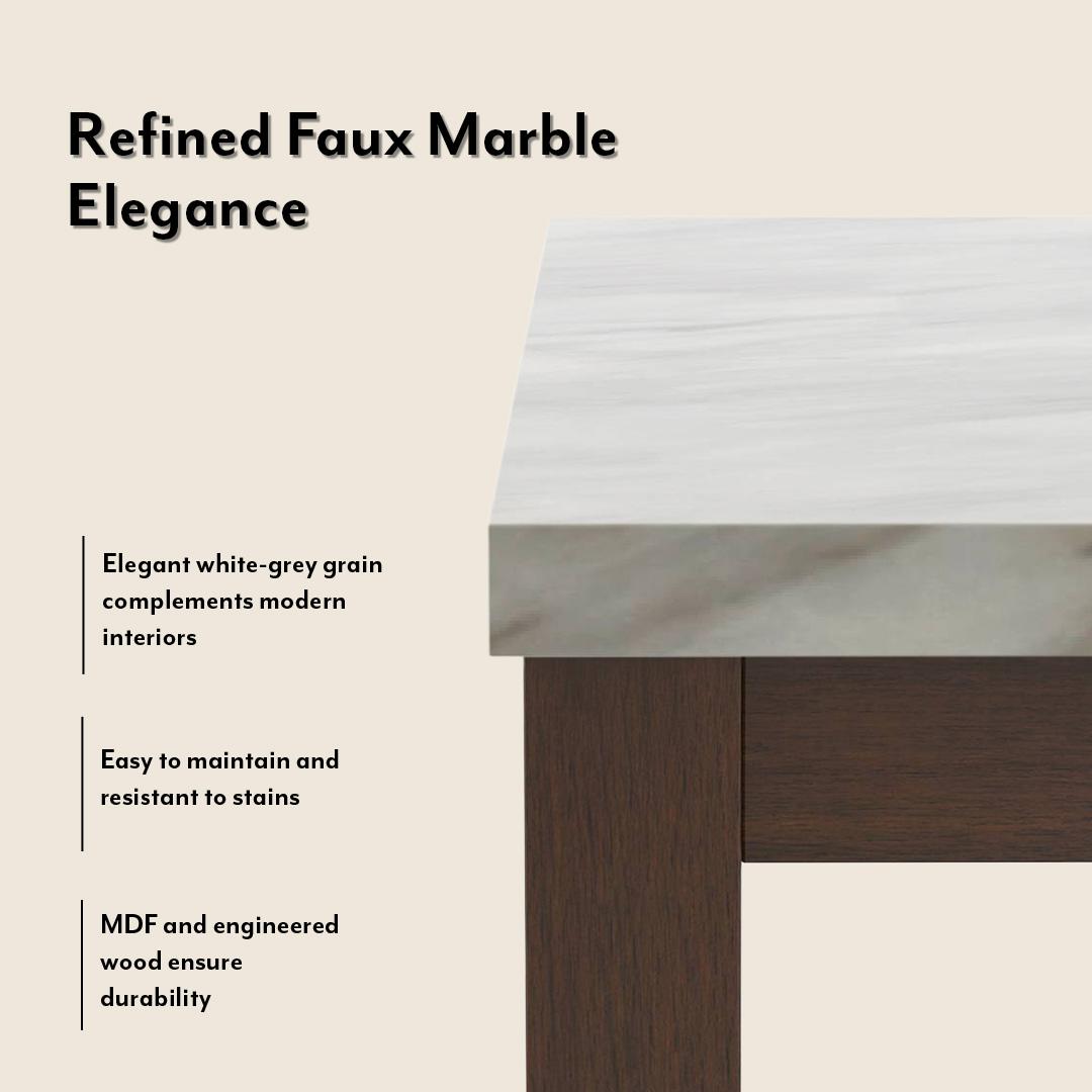 Matteo Stone 4 Seater Dining Table In Dark Walnut Finish