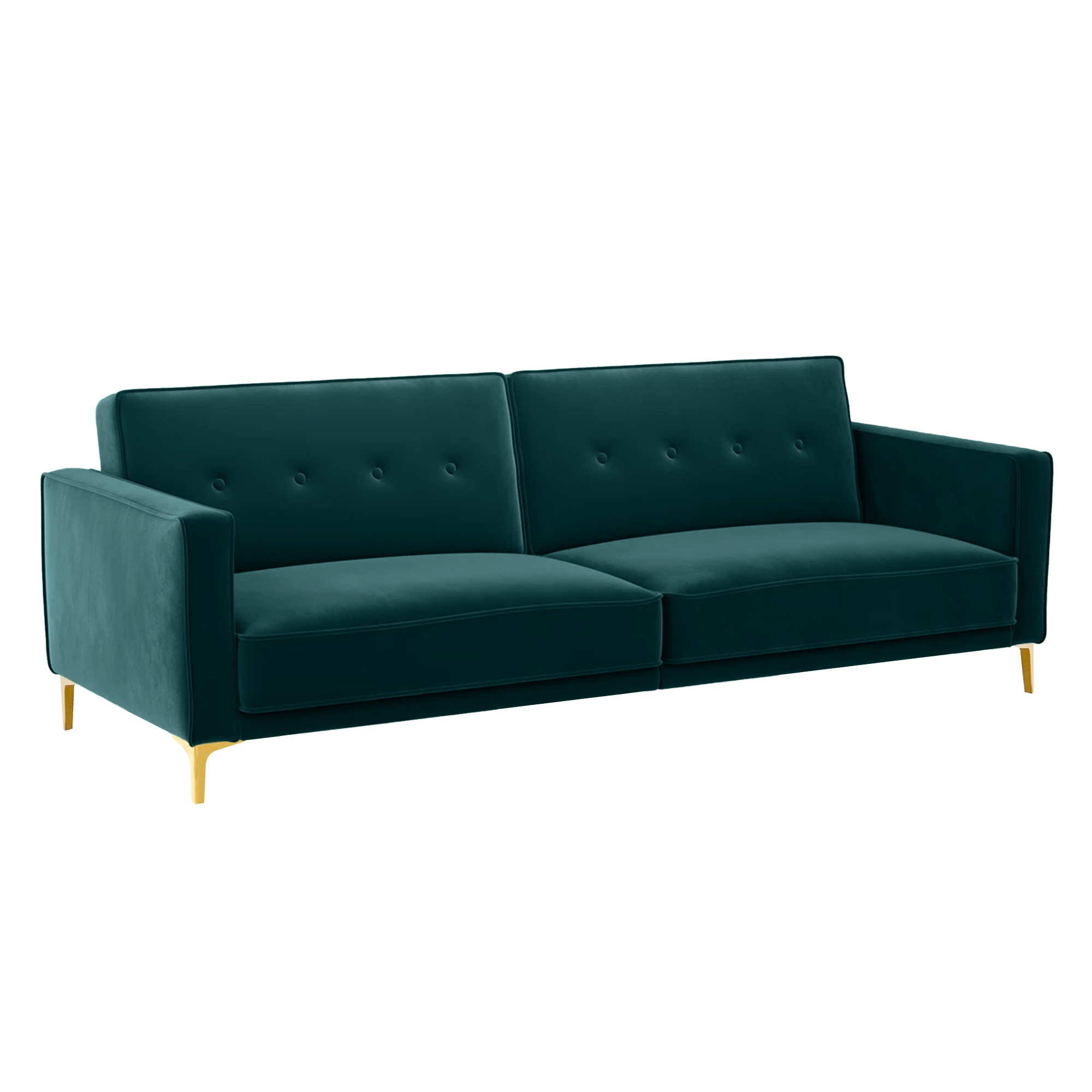 Calisa 3 Seater Velvet Sofa Cum Bed in Teal Blue colour