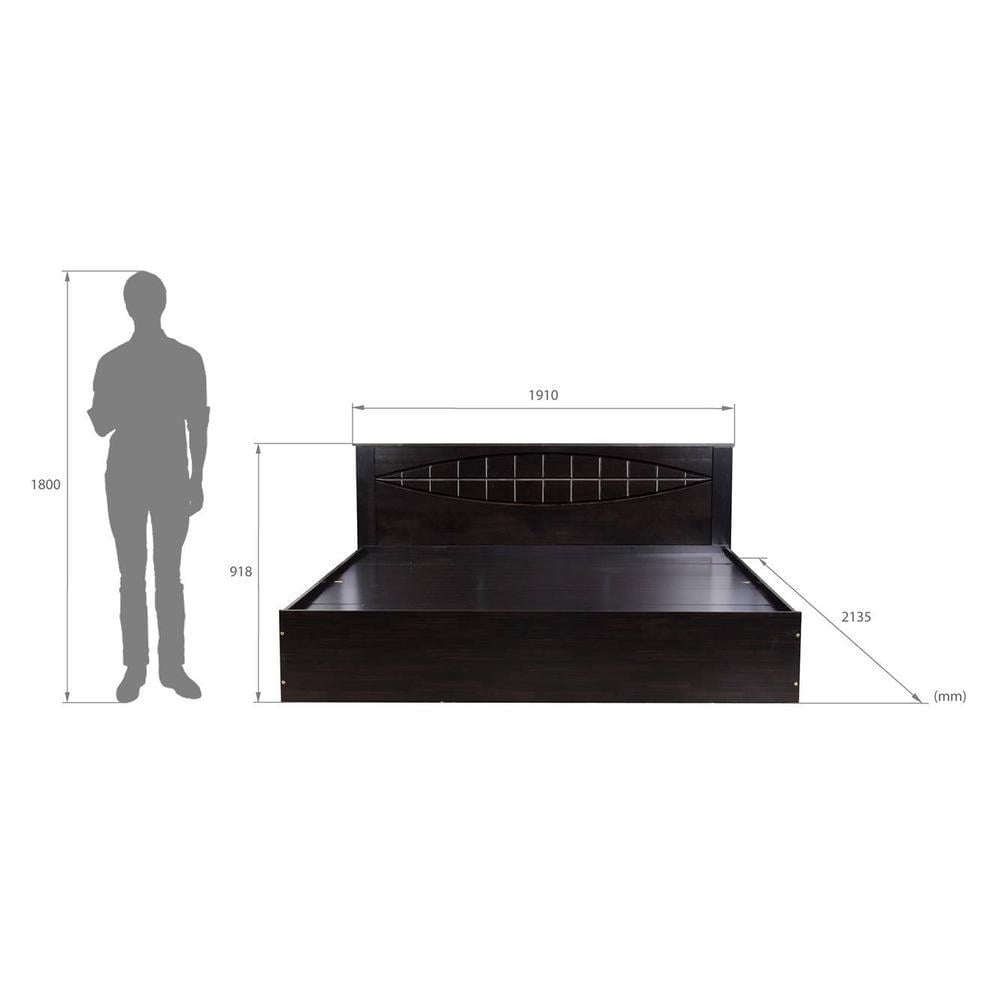 Muses Solid Wood King Size Drawer Storage Bed In Melamine Finish