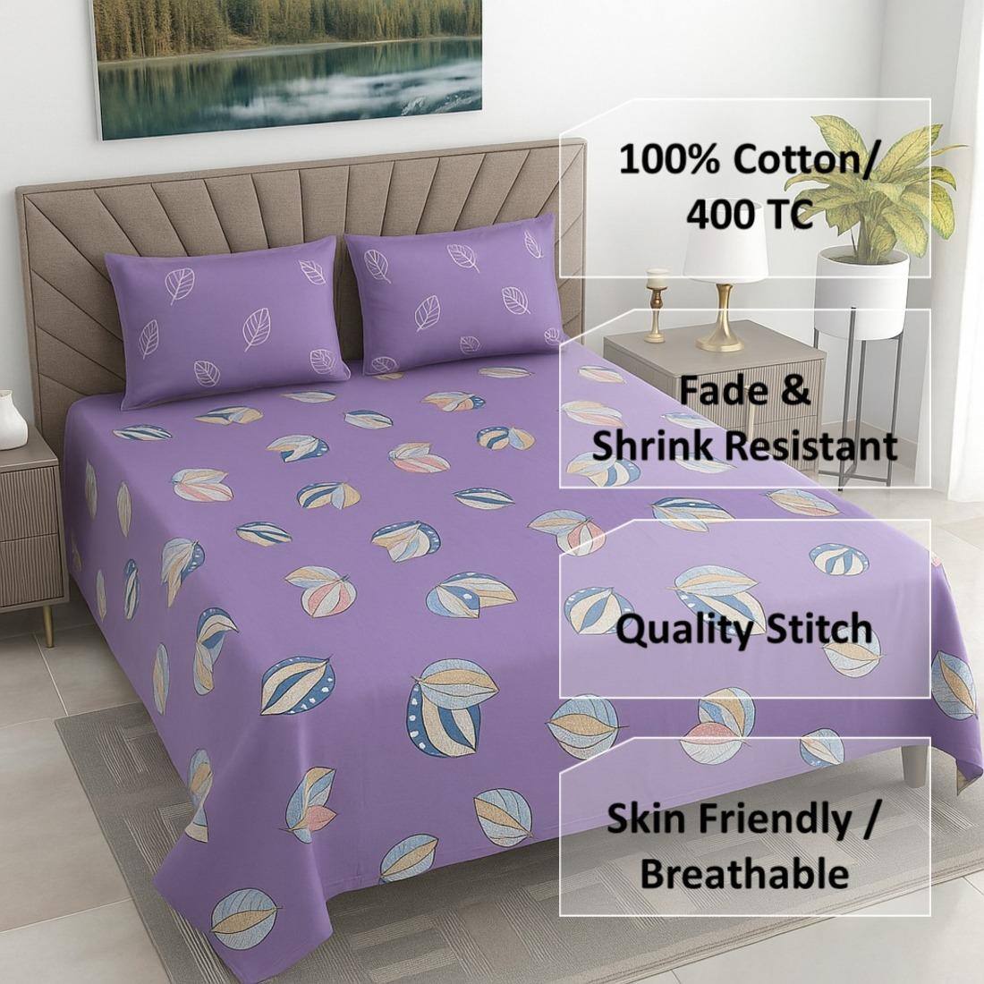 Threads Silky Touch Premium Super King Size Flat Bedsheet 275 x 275 cms