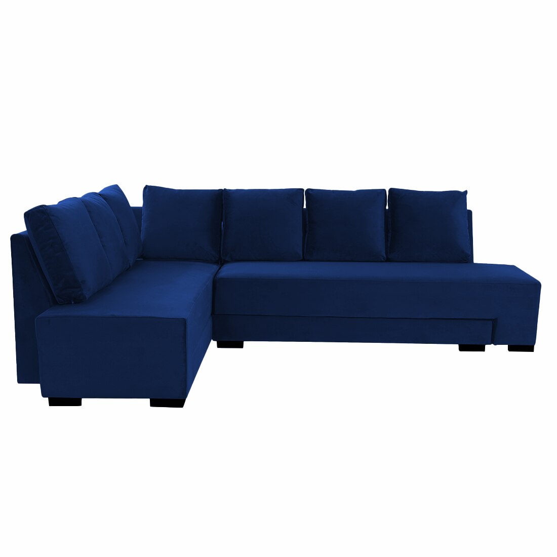 Melo 3 Seater Left Sectional Velvet Sofa Cum Bed in Navy Blue colour