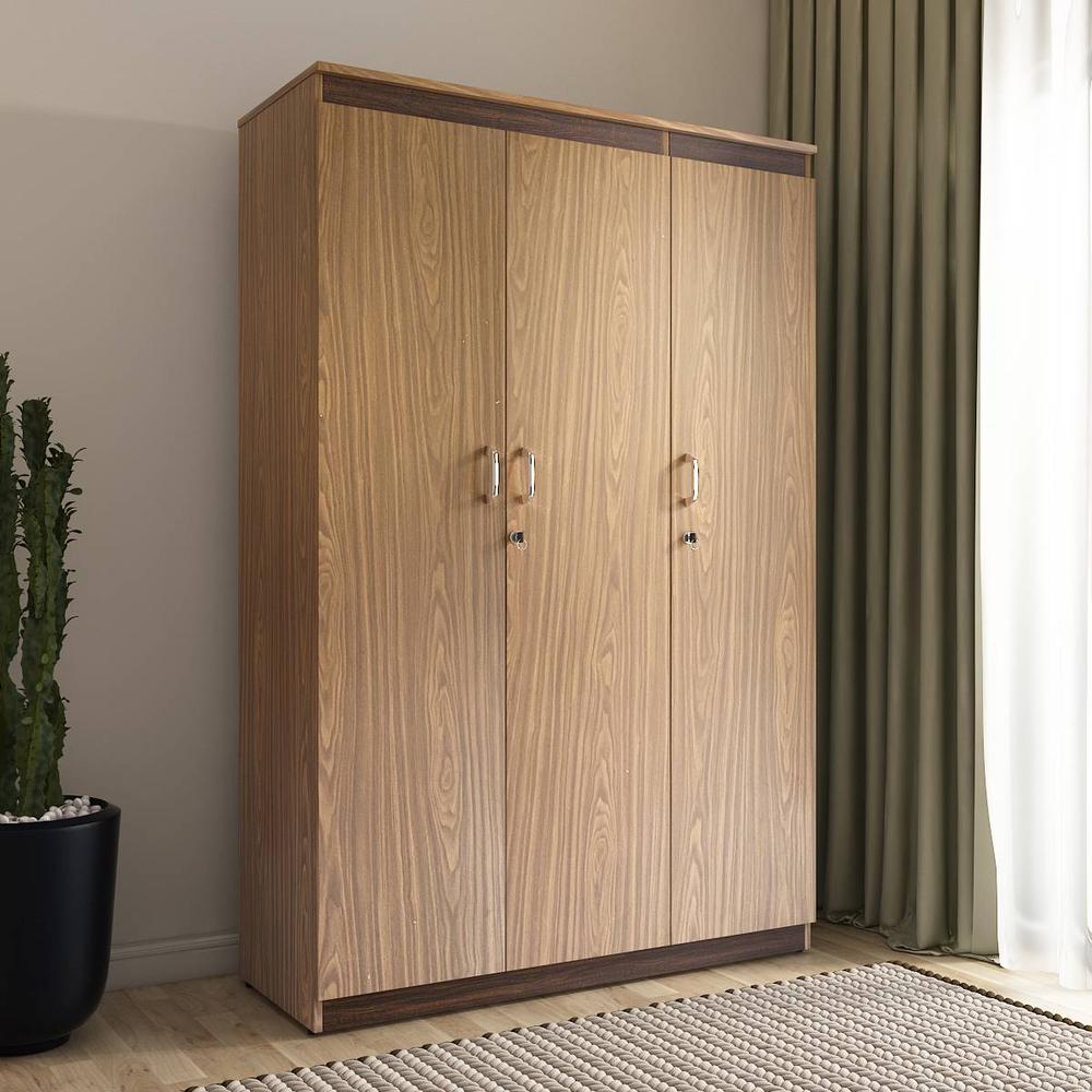 Coral 3 Door Wardrobe In Choco Walnut Color