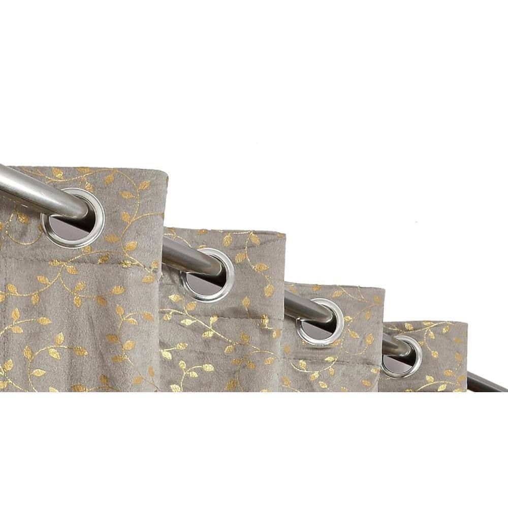 Velvet Golden Foil Pack of 2 Pieces Blackout Window Curtain