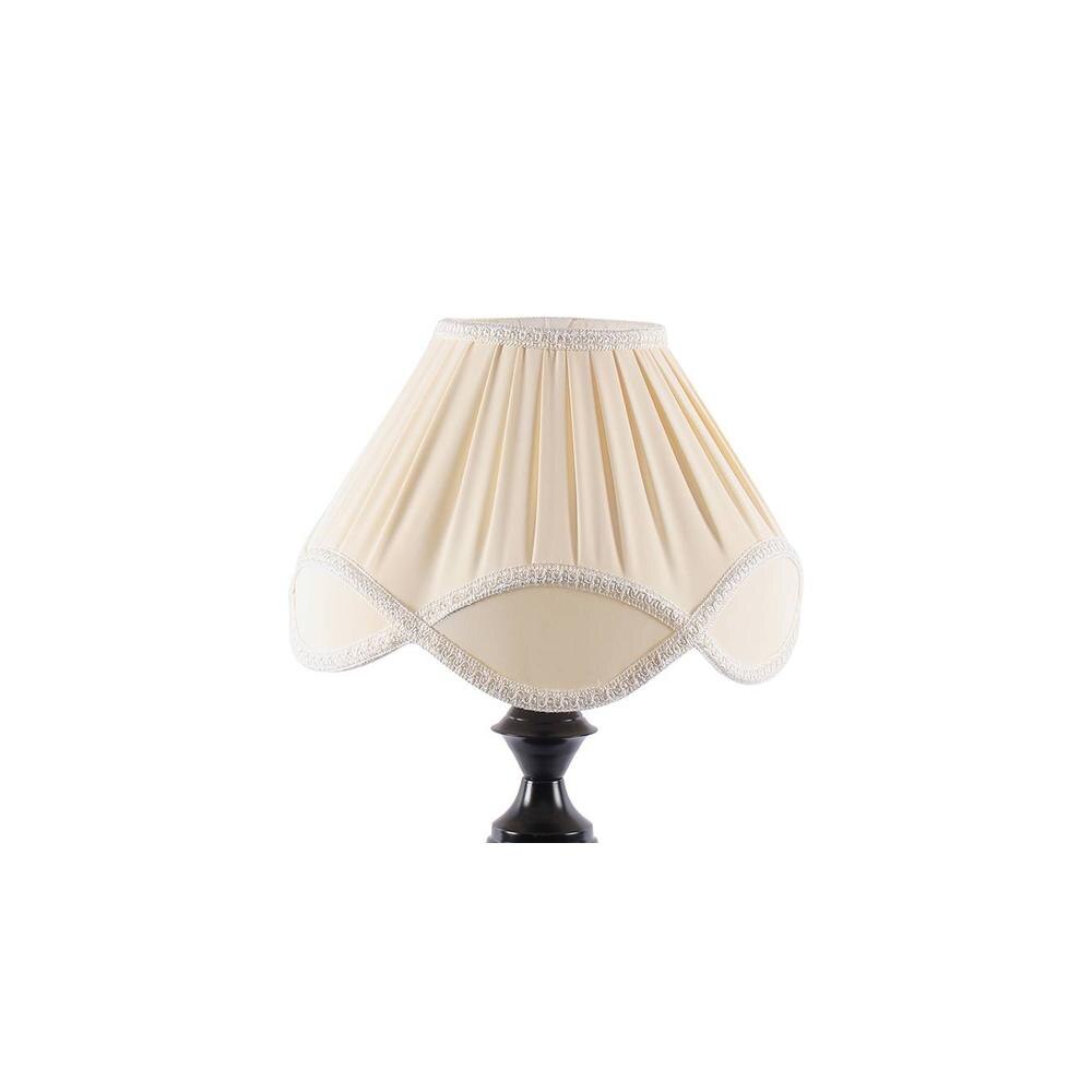 Edithe Off White Fabric Shade Table Lamp with Black Iron Base