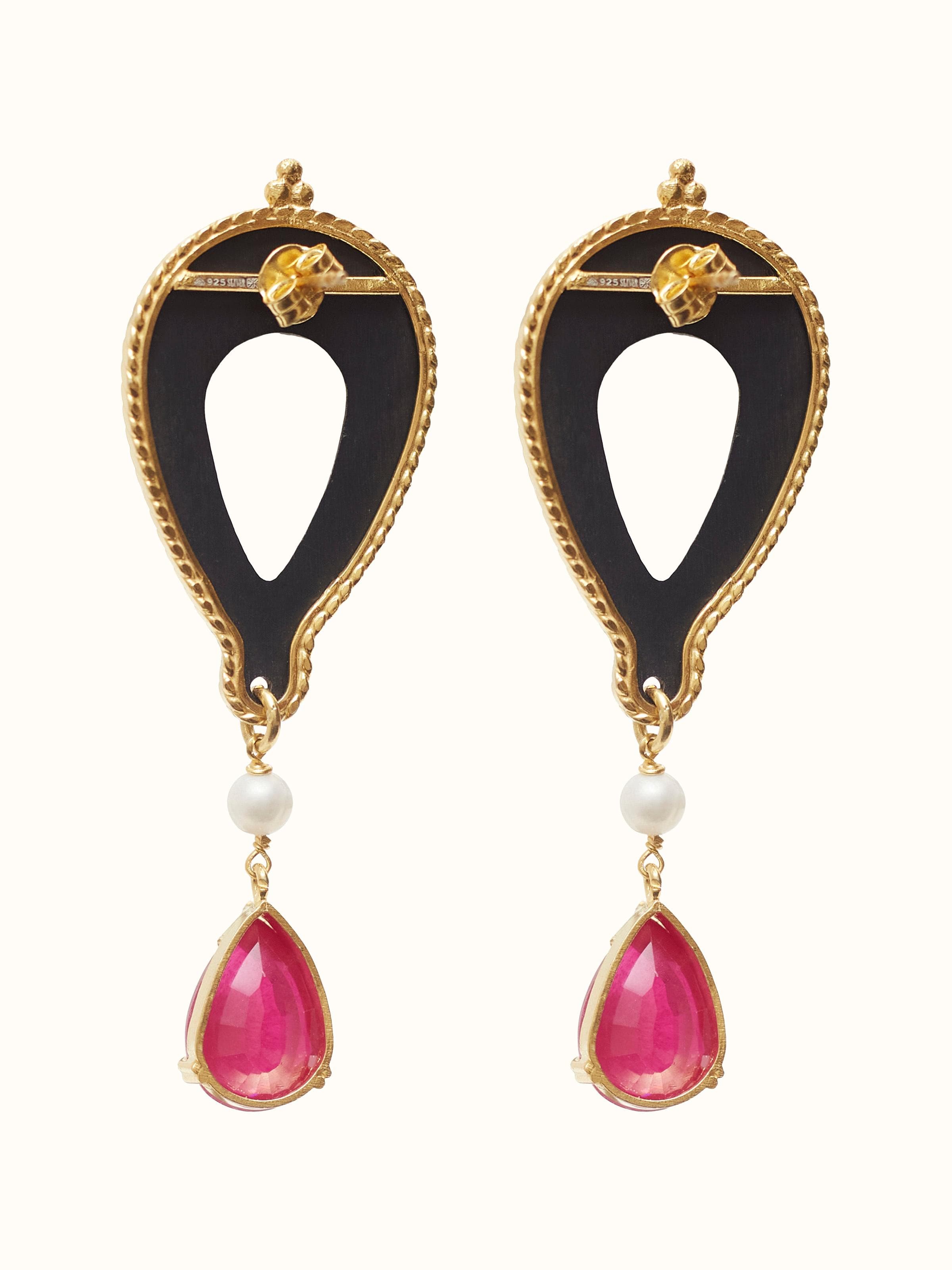 Bidri Silver Drop Earrings