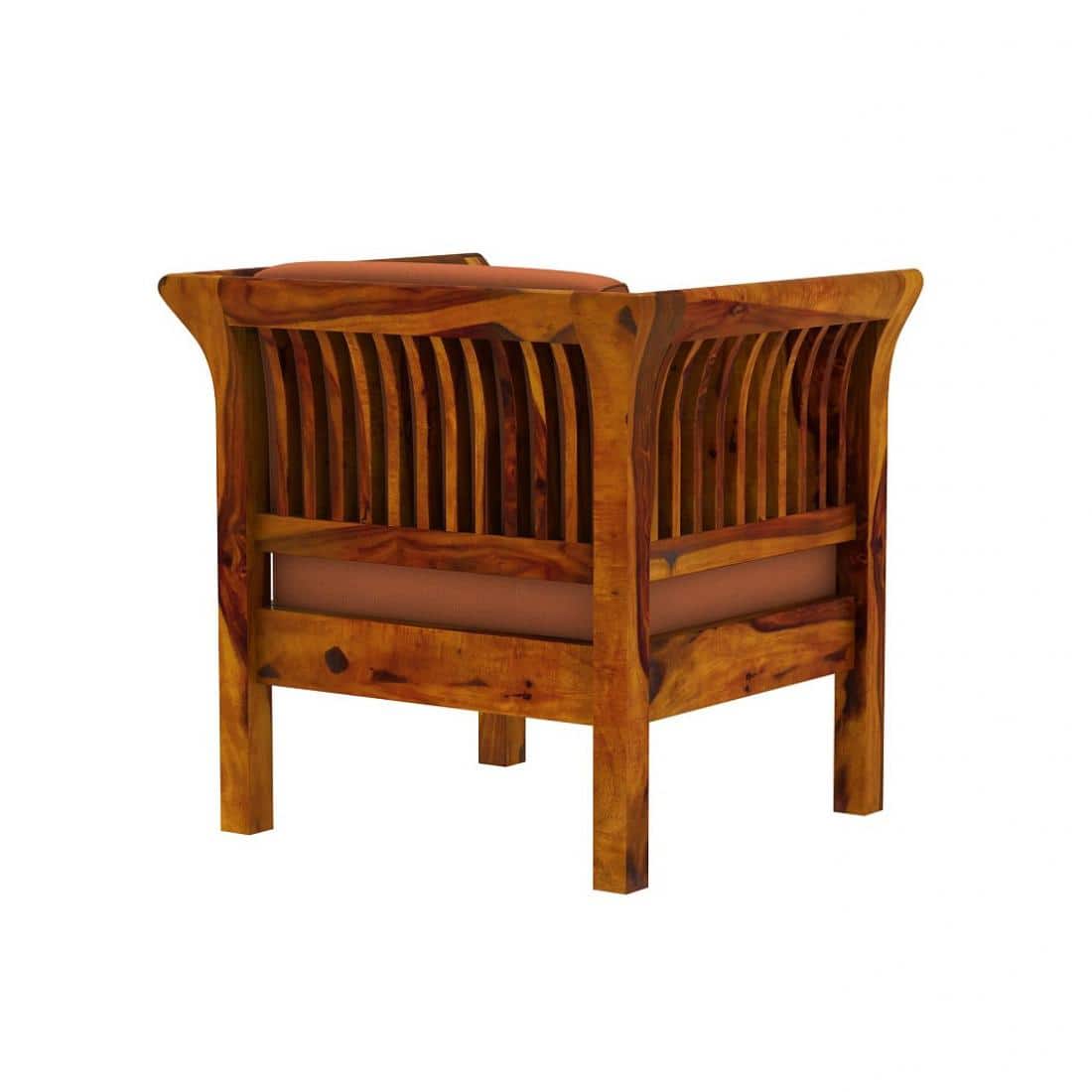 Haveli 2+1+1 Seater Wooden Sofa (Orange Colour, Honey Finish)