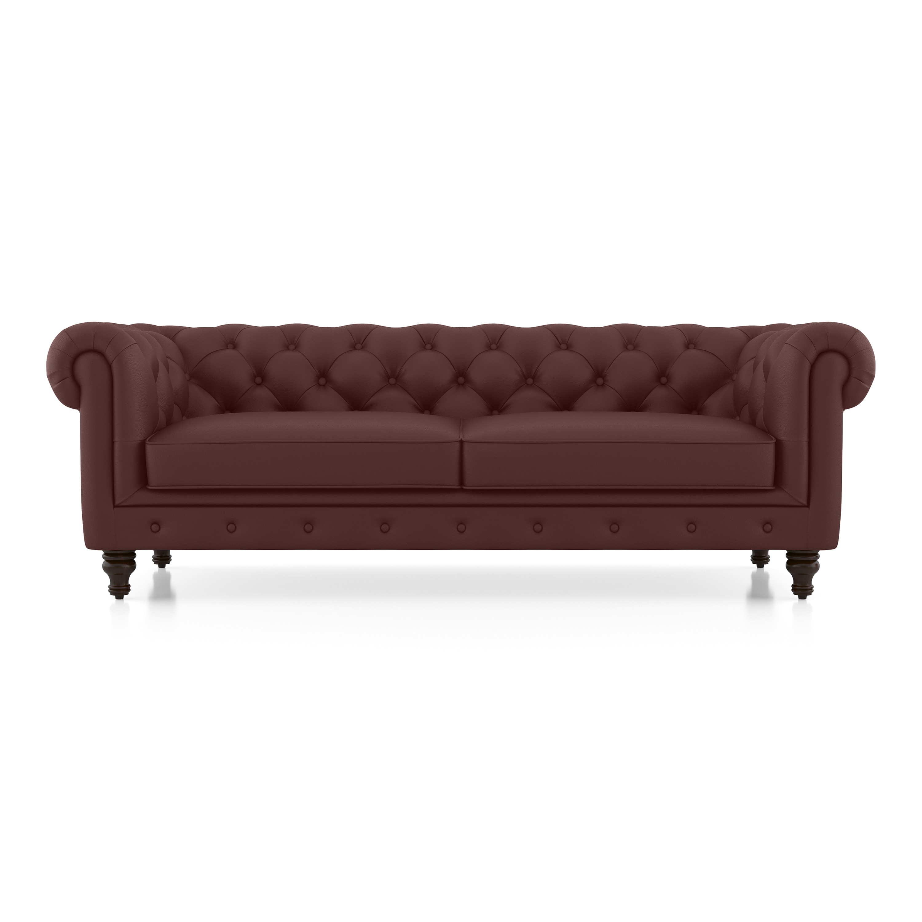 Winchester 3 Seater Half Leather Sofa In Bordeaux Italian Leather
