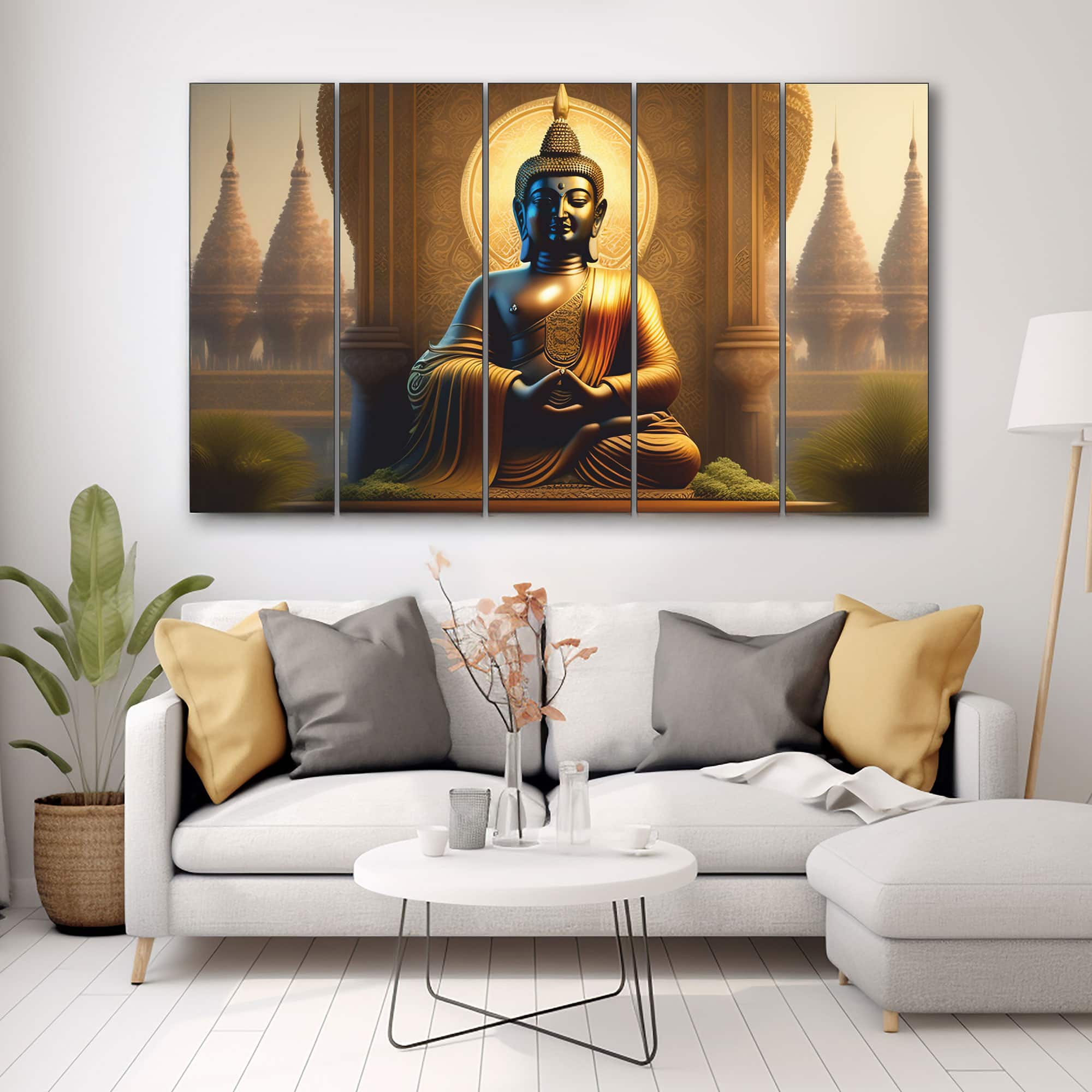 The Castle Decor Lord Buddha Meditation Wall Art Framed Painting 27x48 Inch (Style 7) - The Castle Decor