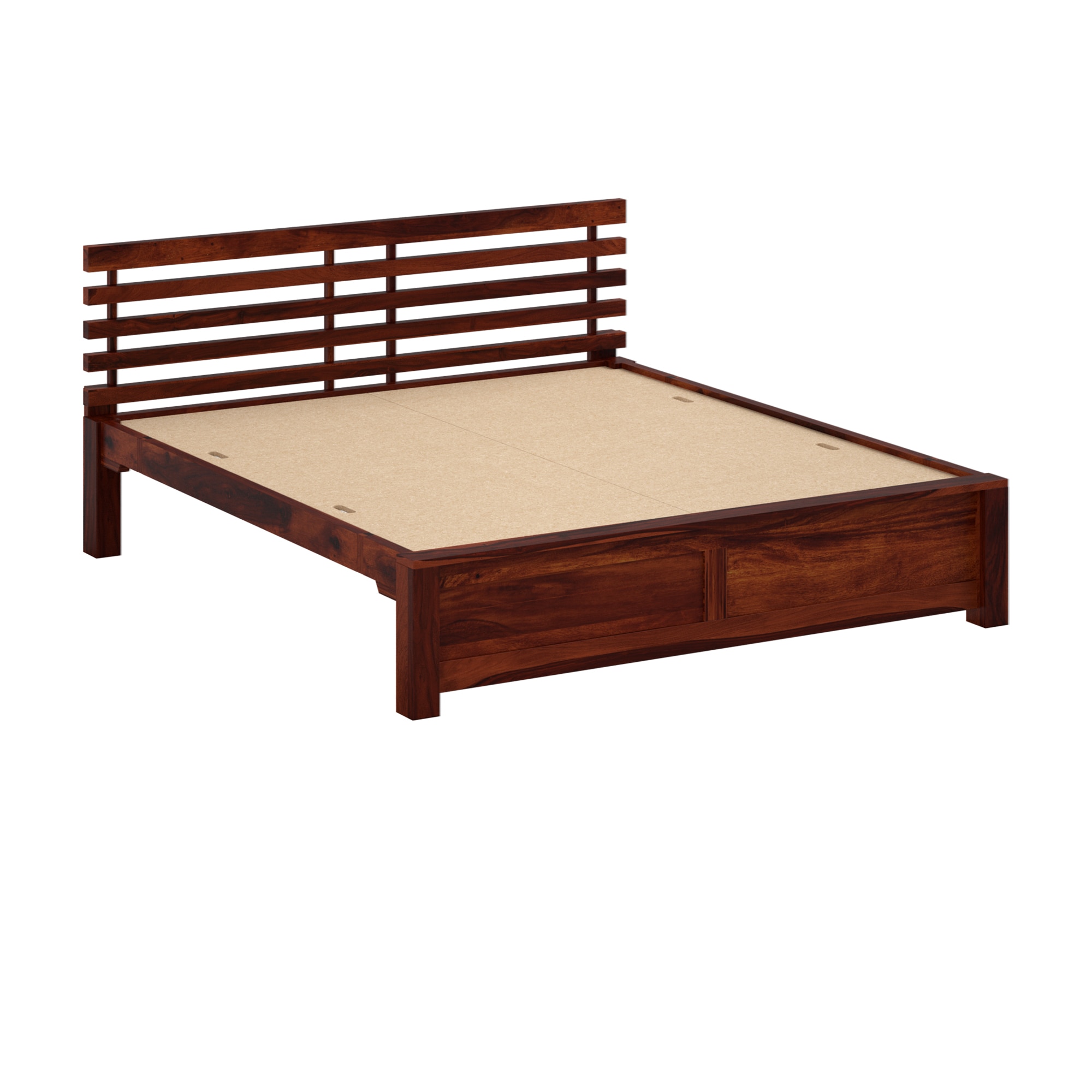 Penta Solid Wood King Size Non Storage Bed In Honey Oak Finish
