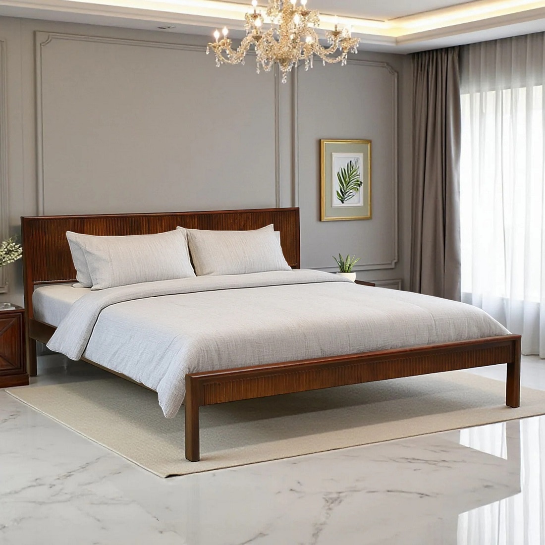 Havenor Non Storage Solid Wood Bed King Size in Tobacco Colour-image-12