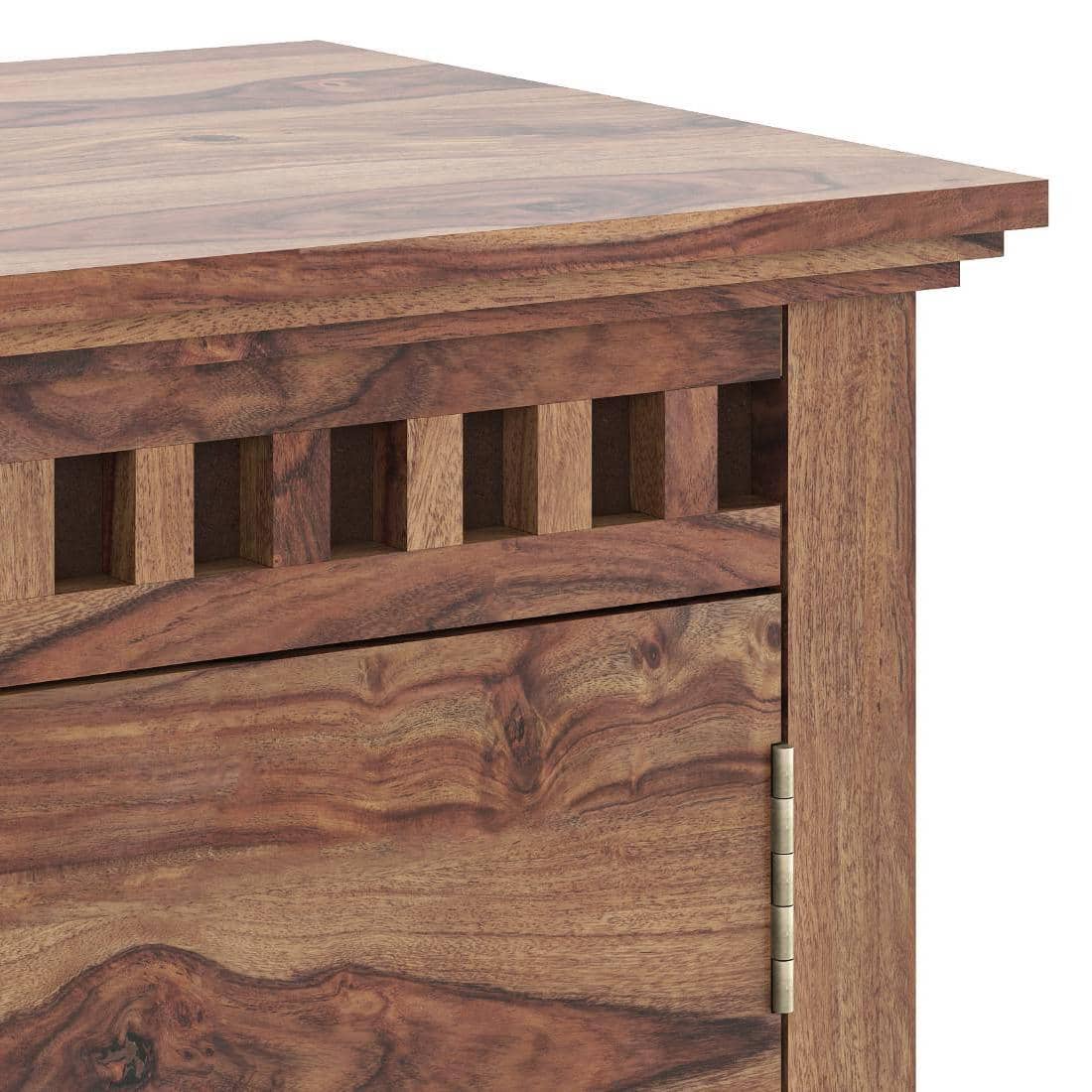 Fidora Solid Wood Free Standing TV Unit in Teak Finish