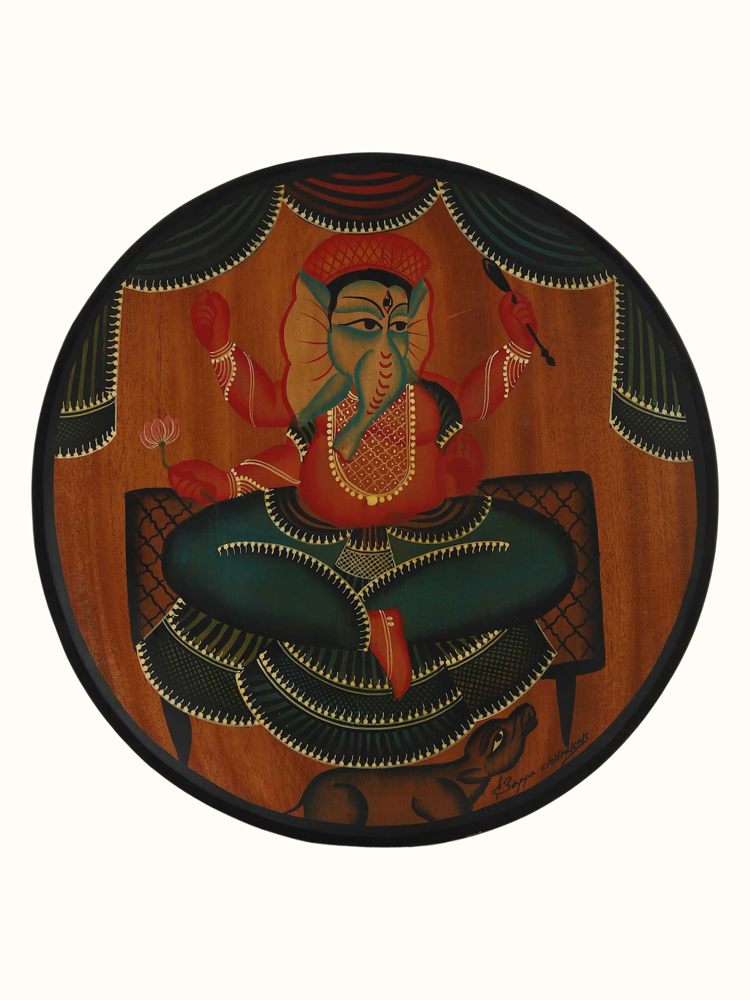 Front view of Ganesha Round Display Plate