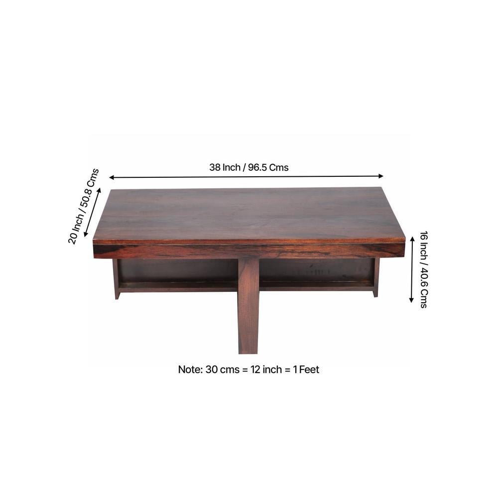 Irish Sheesham Wood 2 Seater Coffee Table Set In Walnut Finish