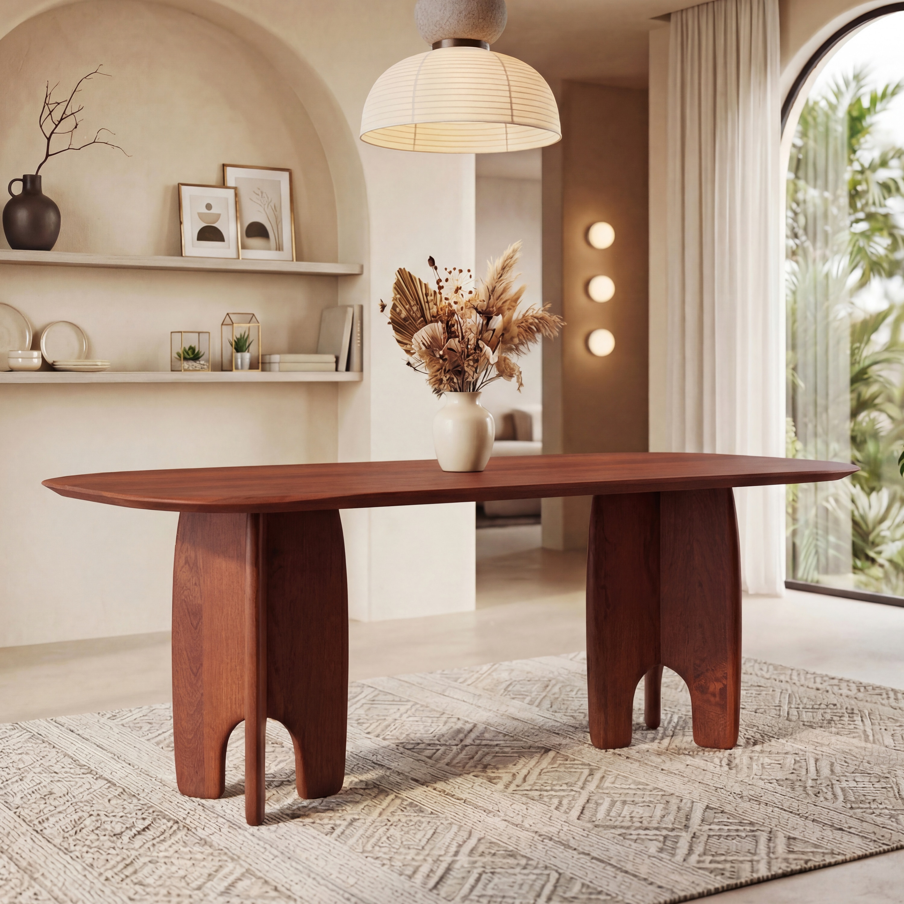 Brava Solid Wood 6 Seater Dining Table in Honey Finish