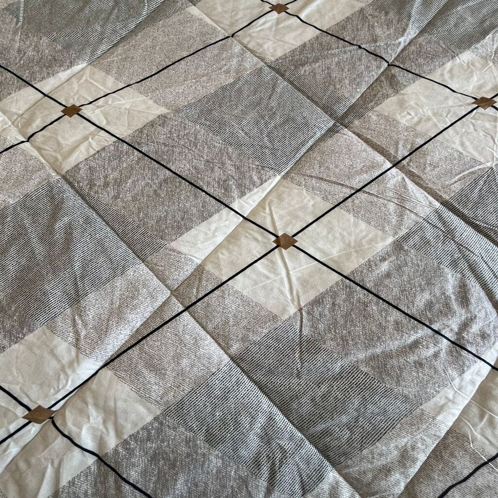 White& Grey Geometric 300 Cms Cotton Double Bed Size Comforter From Threads