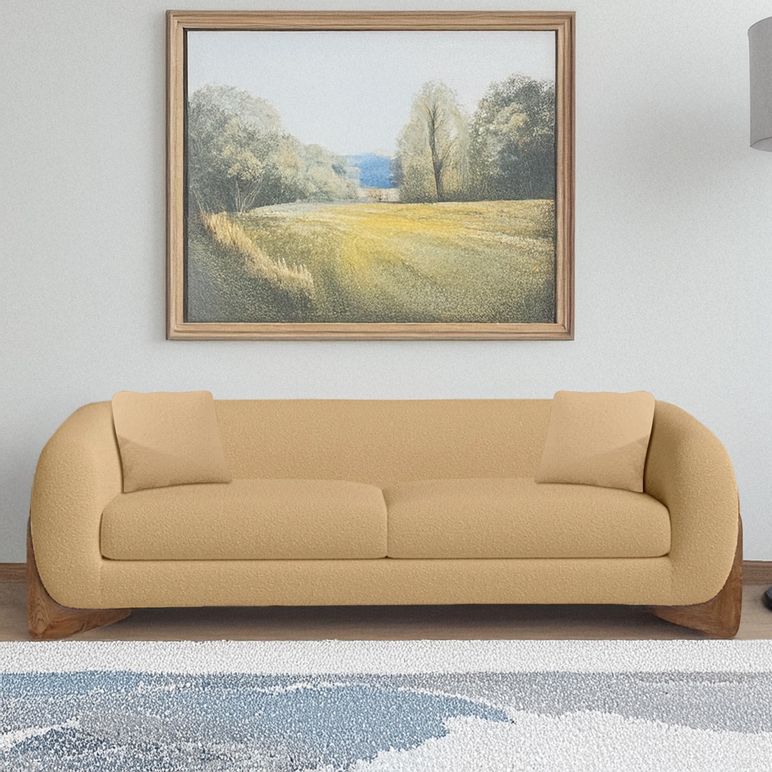 Amala Velvet 3 Seater Sofa Beige in Colour