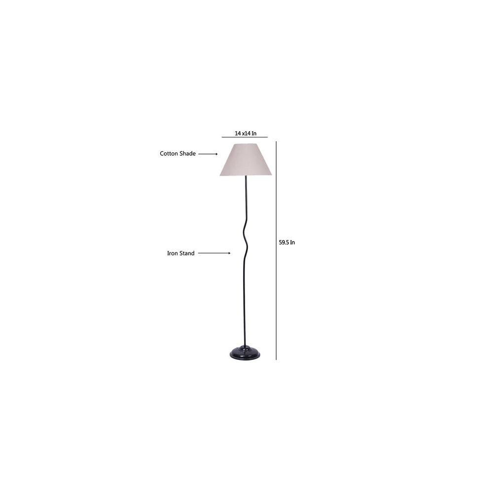 Rosie Grey Cotton shade with Iron floor lamp