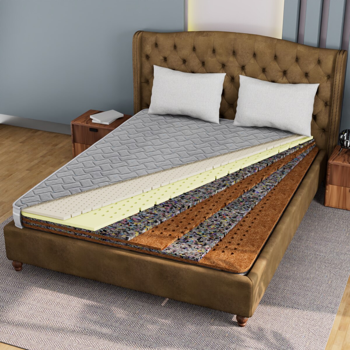 Drilled Air Cool Luxury Bond Latex Double Mattress 78 X 42 8 Inches