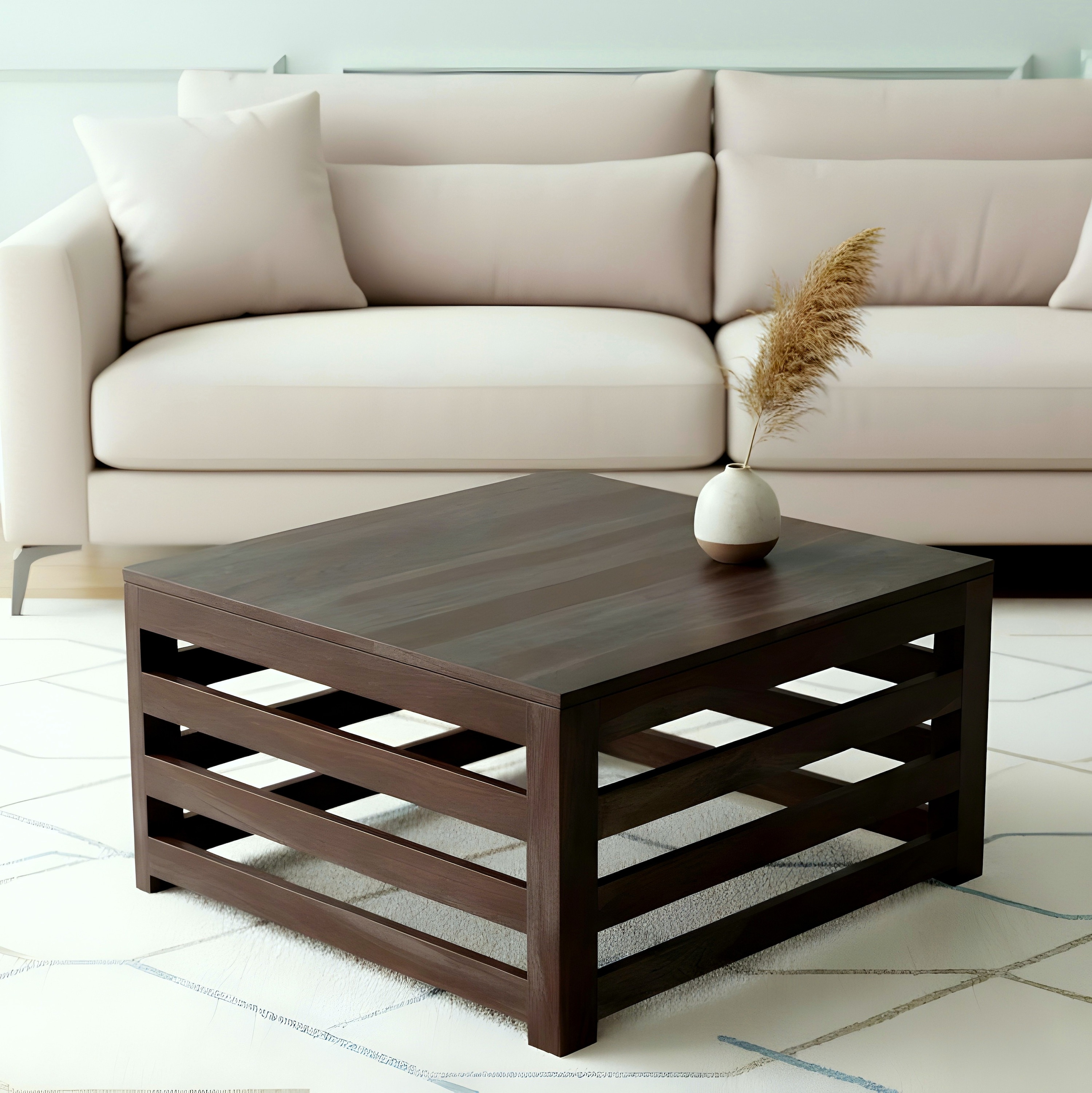 Kingsville Sheesham Wood Coffee Table In Mahogany Finish - Ikiriya