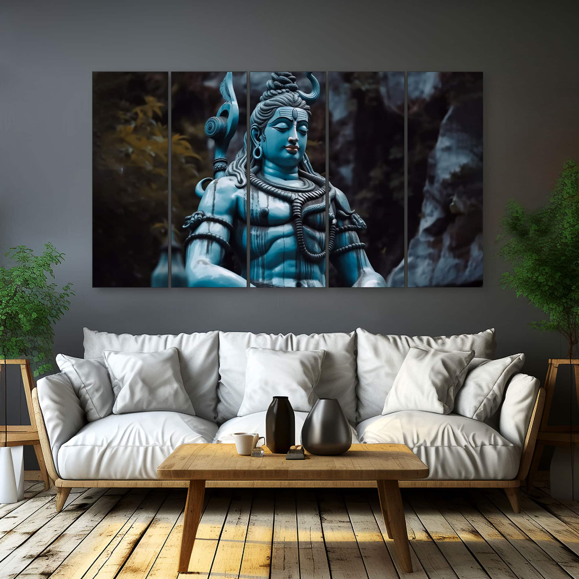 The Castle Decor Adiyogi Wall Art Set of 5 Digital Painting 27x48 Inch - The Castle Decor