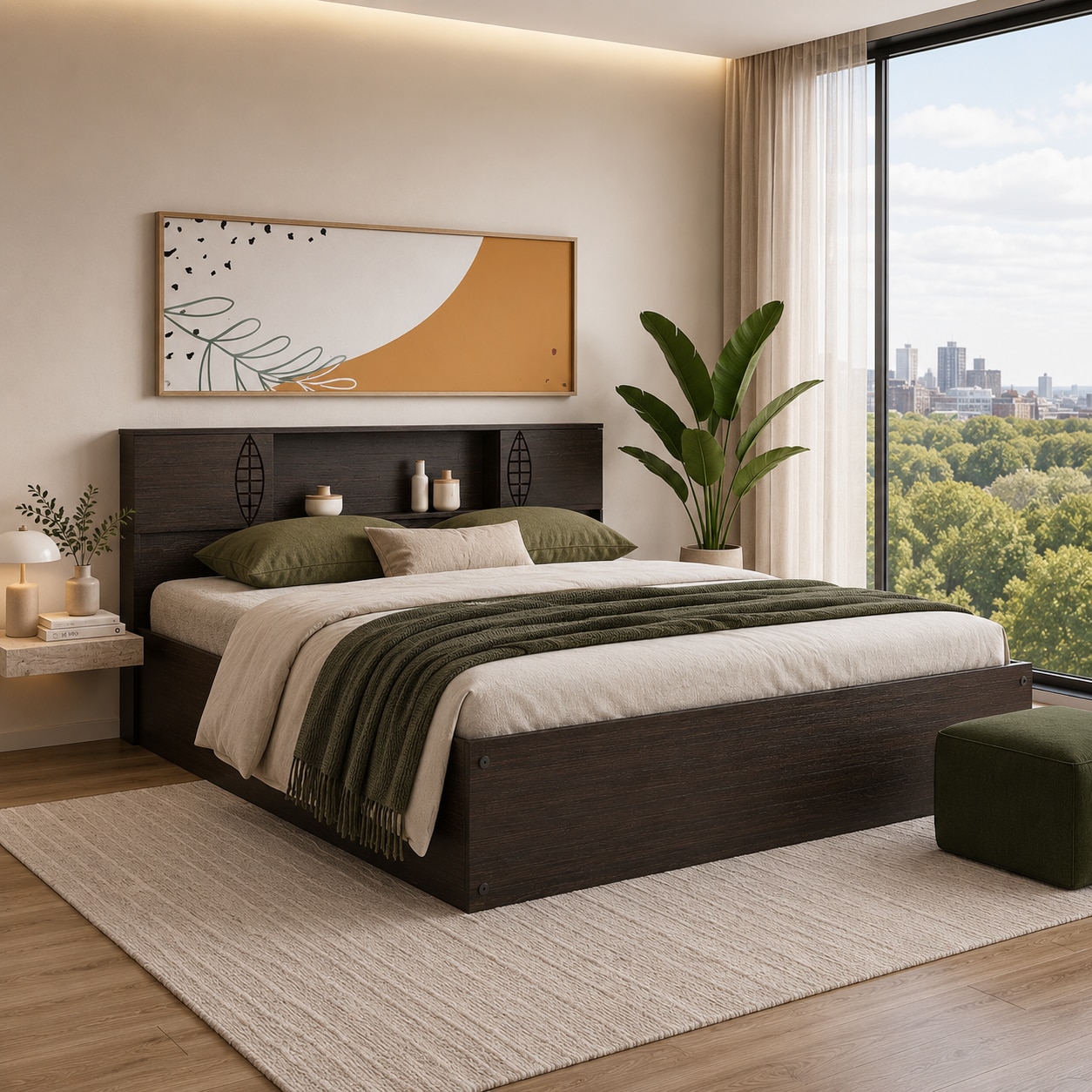 Kamira Engineered Wood King  Size Bed With Drawer Storage (Melamine Finish)