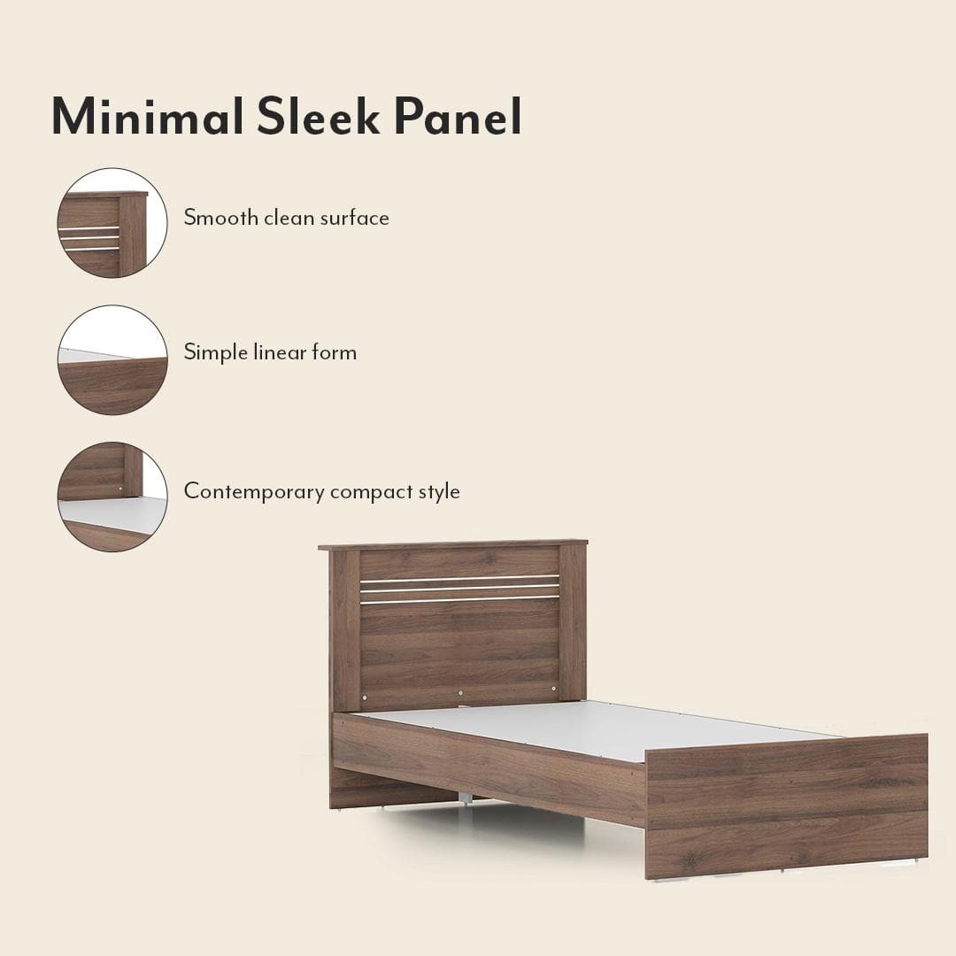 Davis Single Non Storage Bed In Classic Walnut Finish