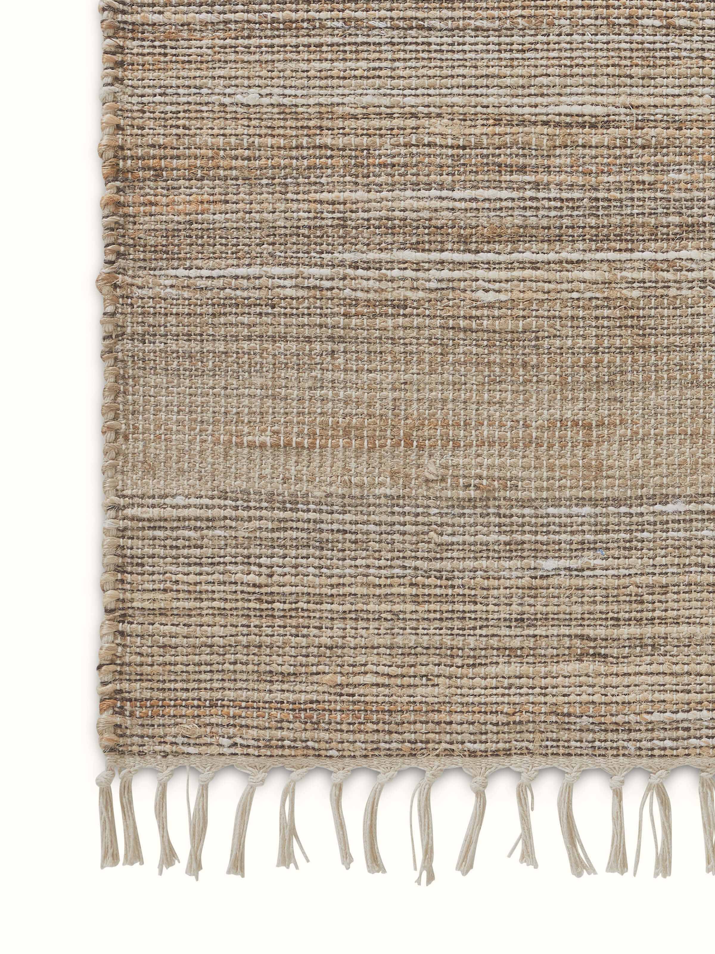 Close-up of Textured Beige Lawan Jute & Cotton Natural Fibre Runner revealing its detailed texture.