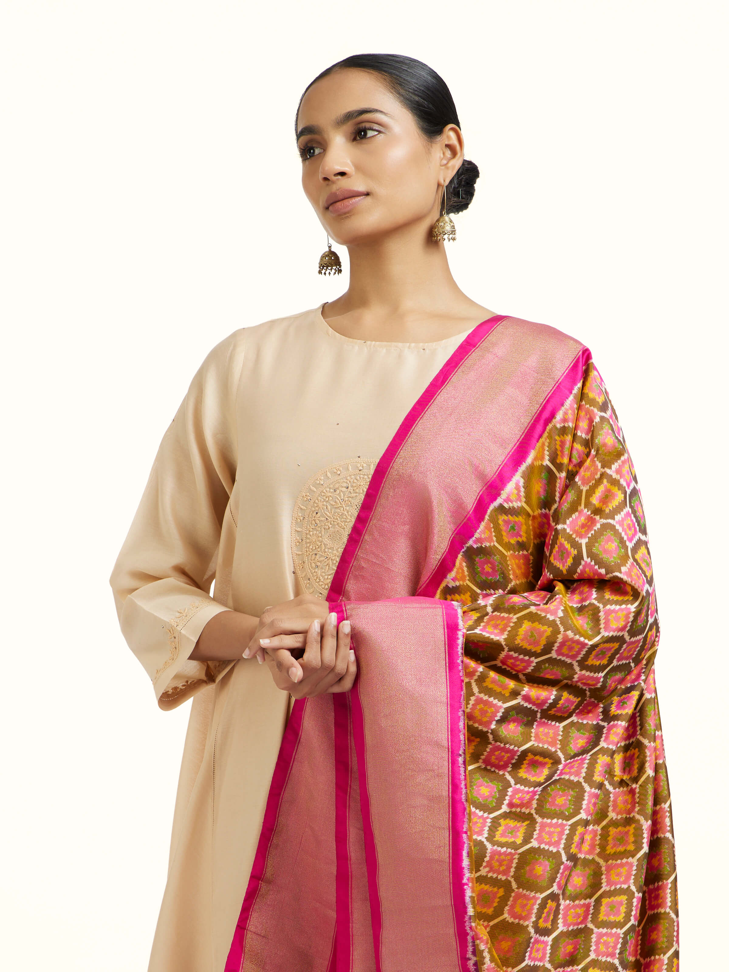 Assorted Silk Pochampally Weft Ikat Dupatta