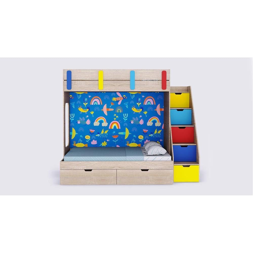 Pattern Dreams Bunk Bed with Storage in Oak Colour